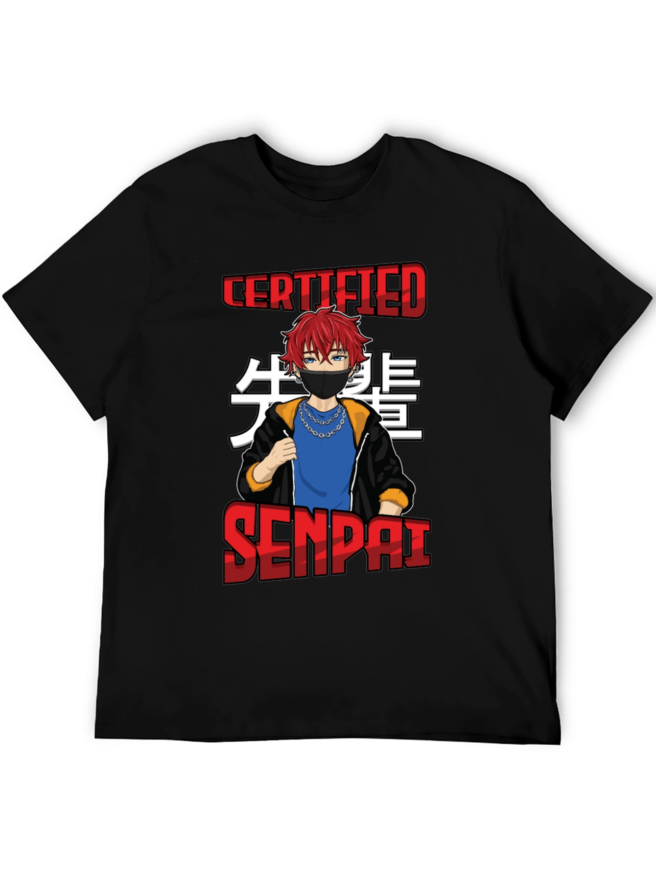 Black Certified Senpai Anime Style T-Shirt view 5