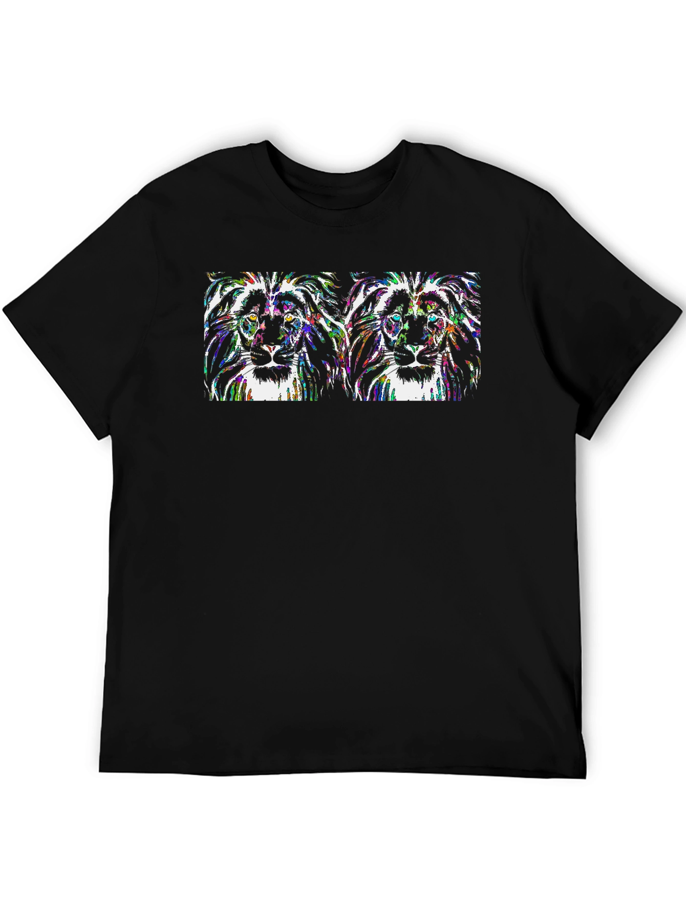 Black Lion Head Graphic T-Shirt - Black view 5