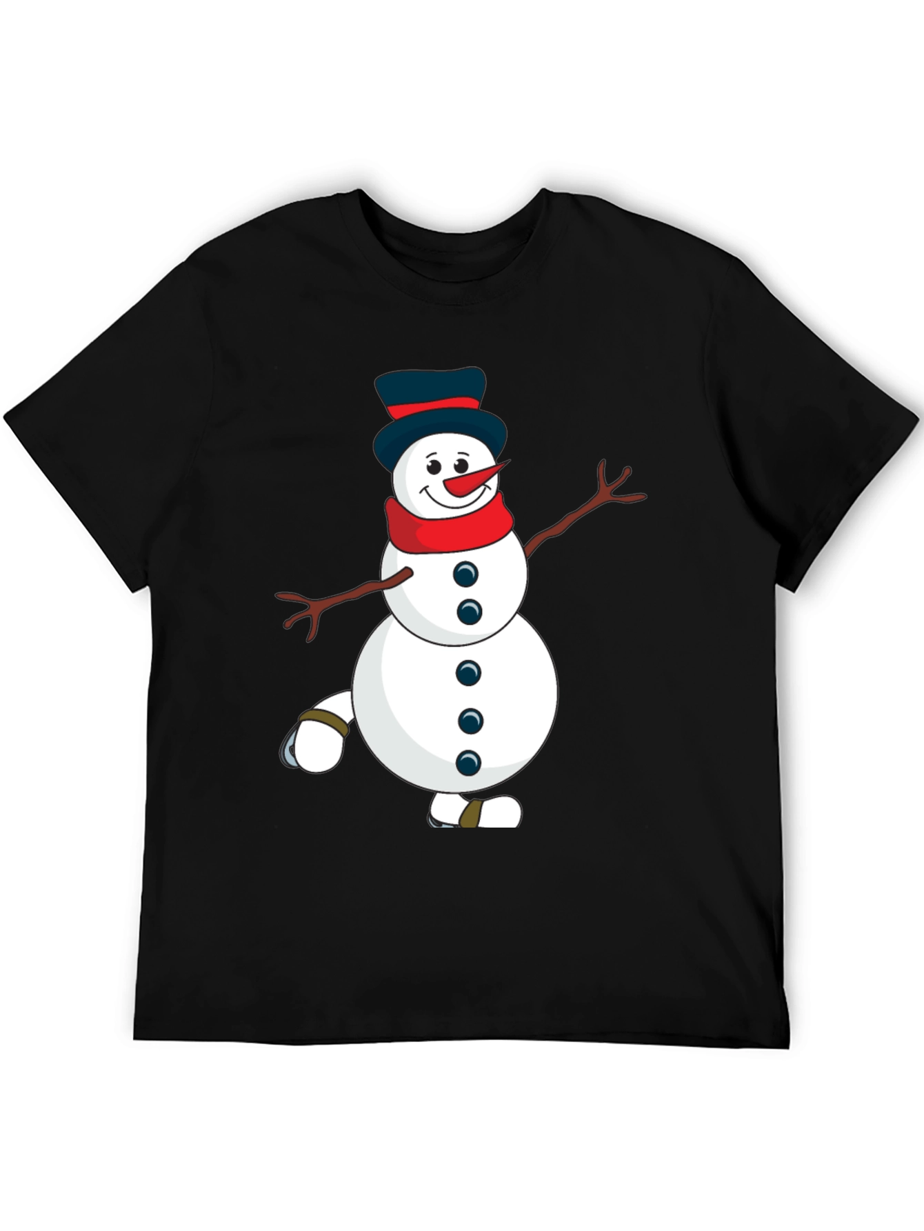 Black Snowman Graphic Tee - Black Cotton Blend view 5