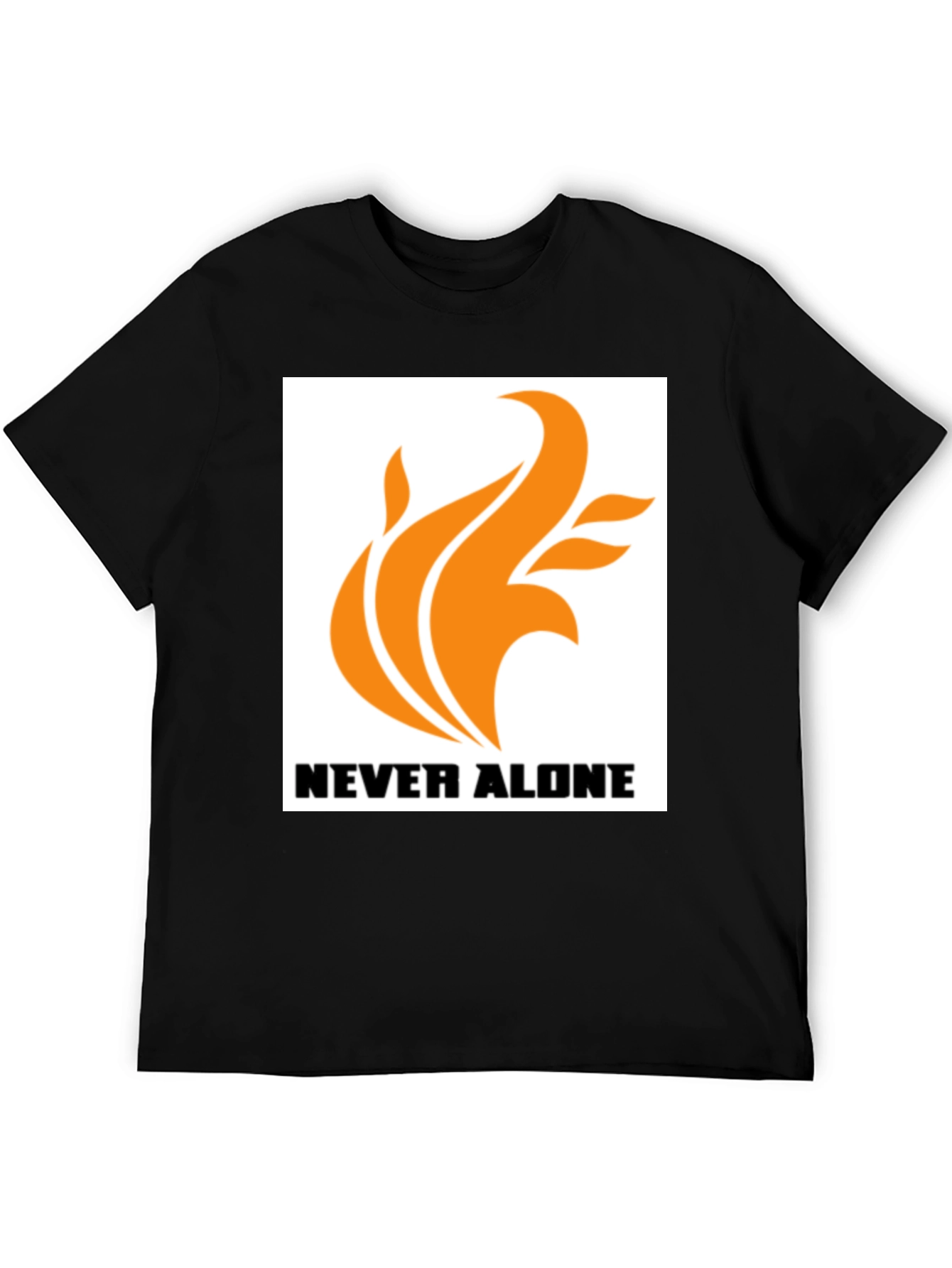 Black Never Alone Graphic Black T-Shirt view 5