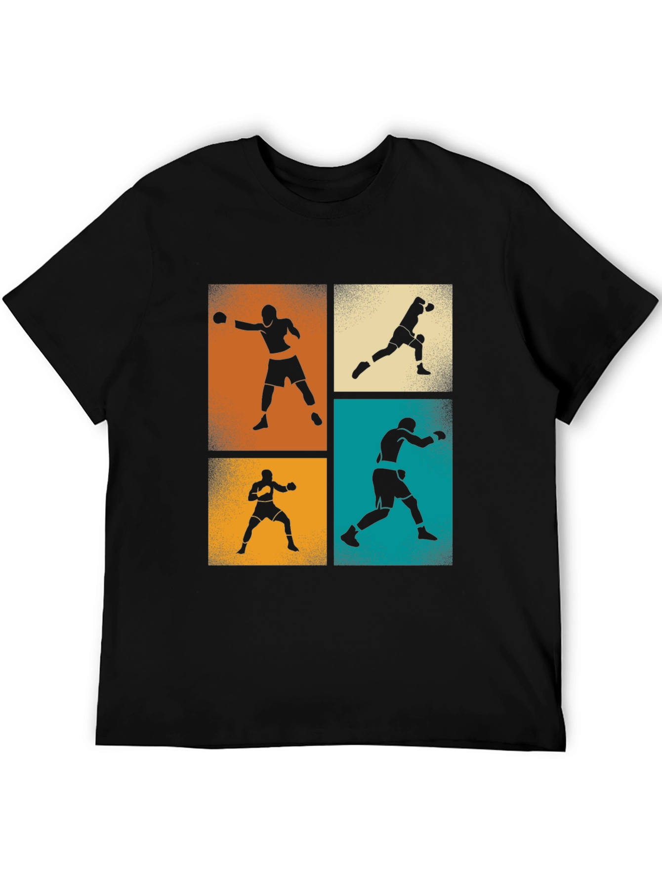 Black Retro Boxing Silhouette T-Shirt - Fighter Graphic Tee view 5
