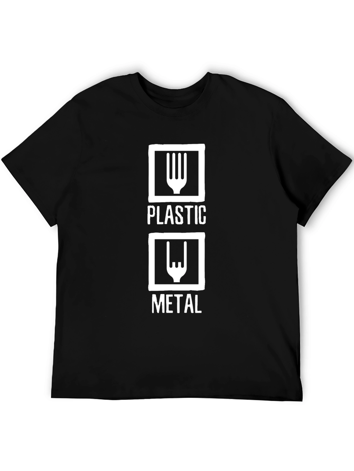 Black Plastic vs Metal T-Shirt - Funny Music Tee view 5