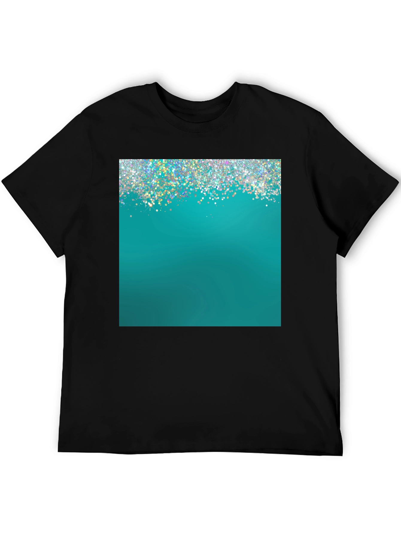Black Teal Sparkle Graphic Tee - Modern Style view 5