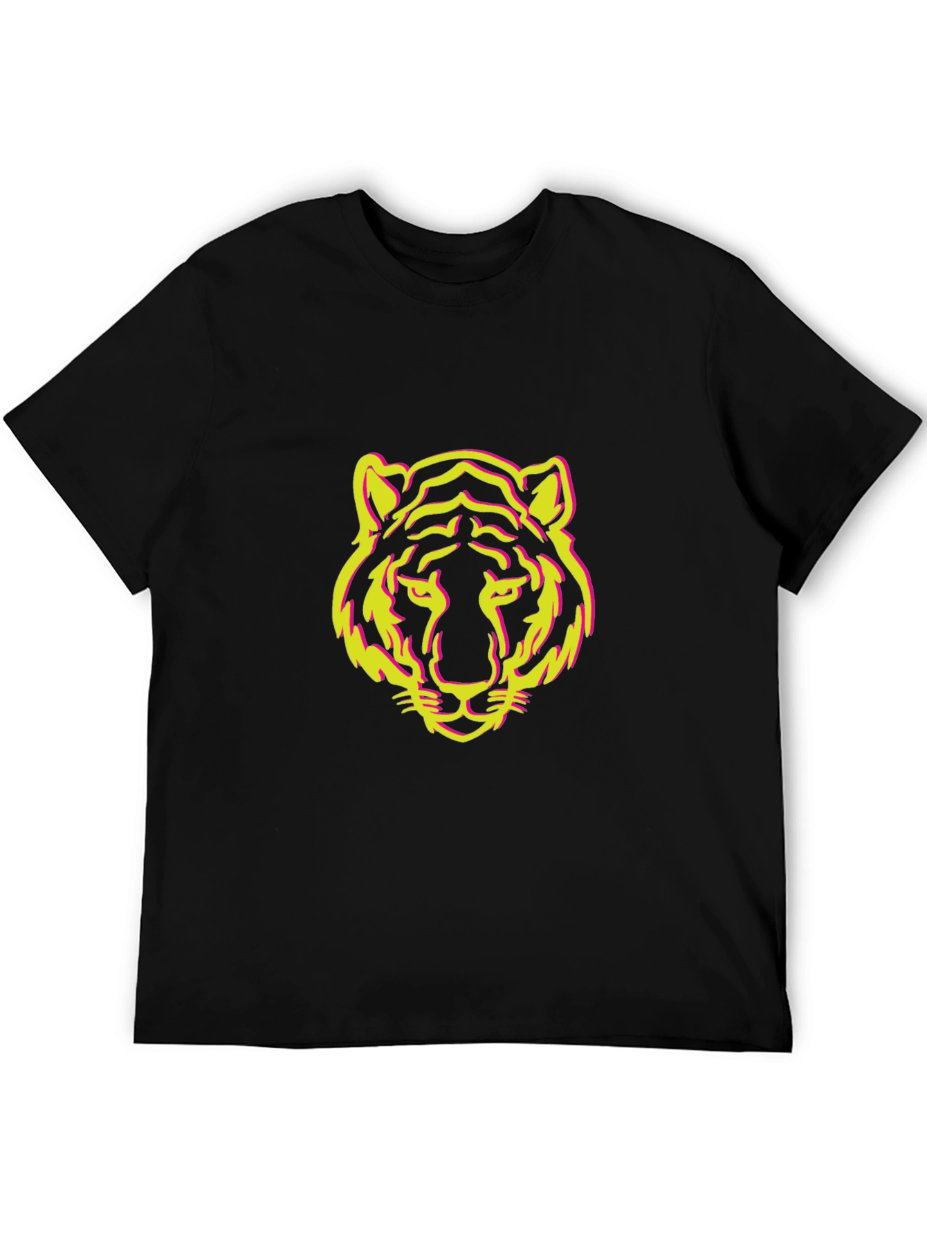 Black Black T-Shirt with Tiger Face Design view 5