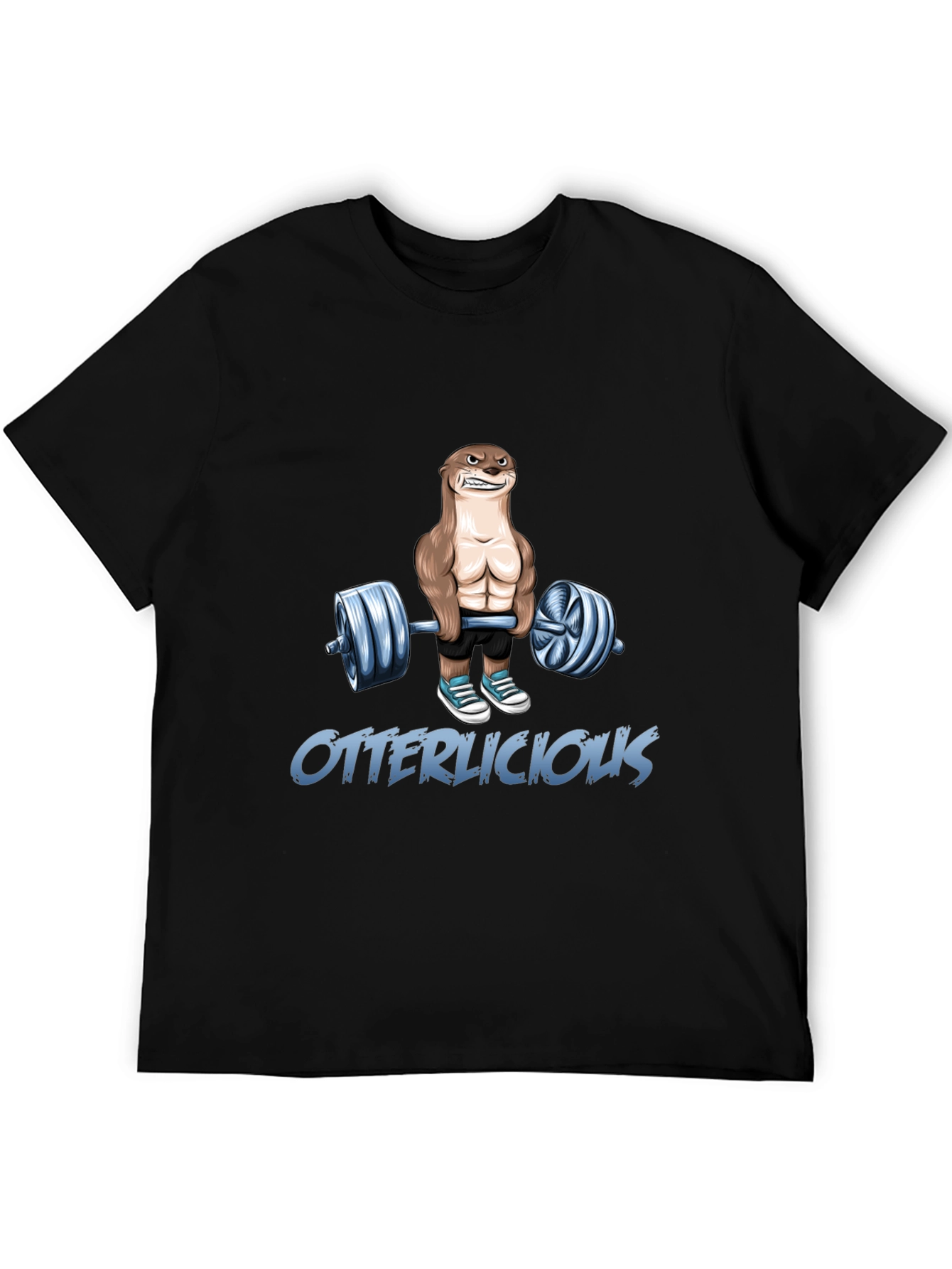 Black Otterlicious Workout T-Shirt - Funny Fitness Tee view 5