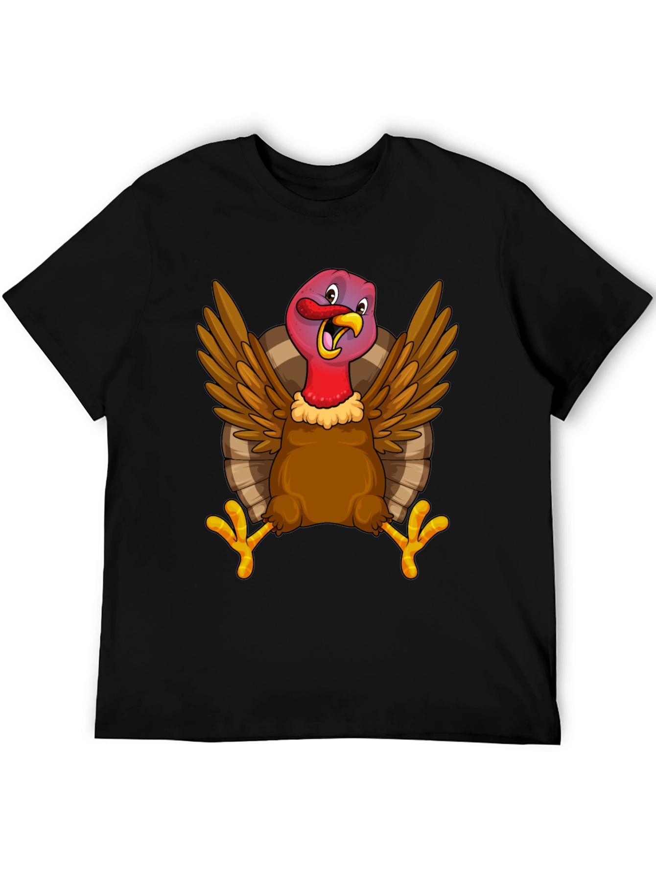 Black Funny Turkey Graphic Tee - Thanksgiving Holiday T-Shirt view 5