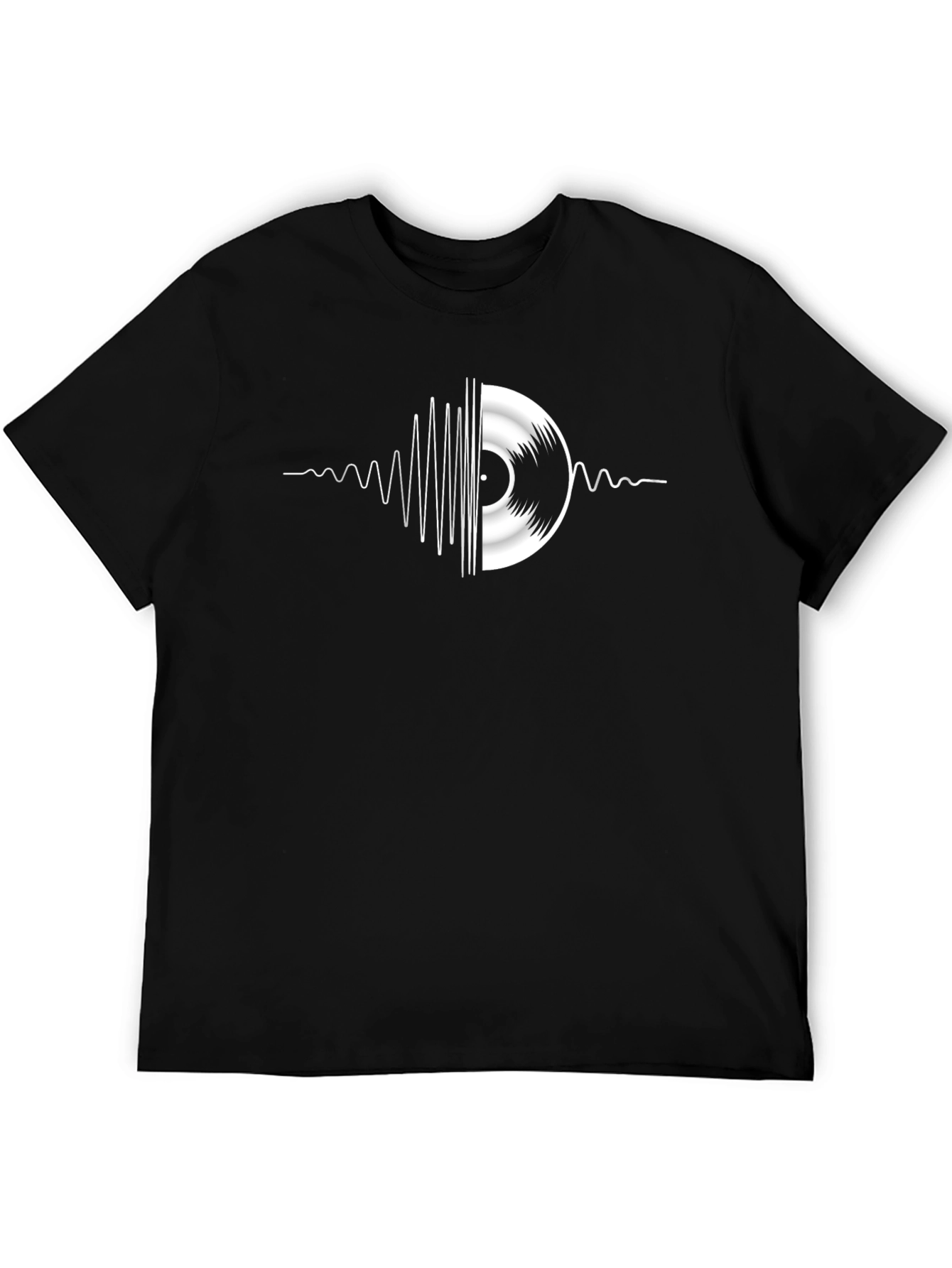 Black Retro Vinyl Record Graphic T-Shirt - Black view 5