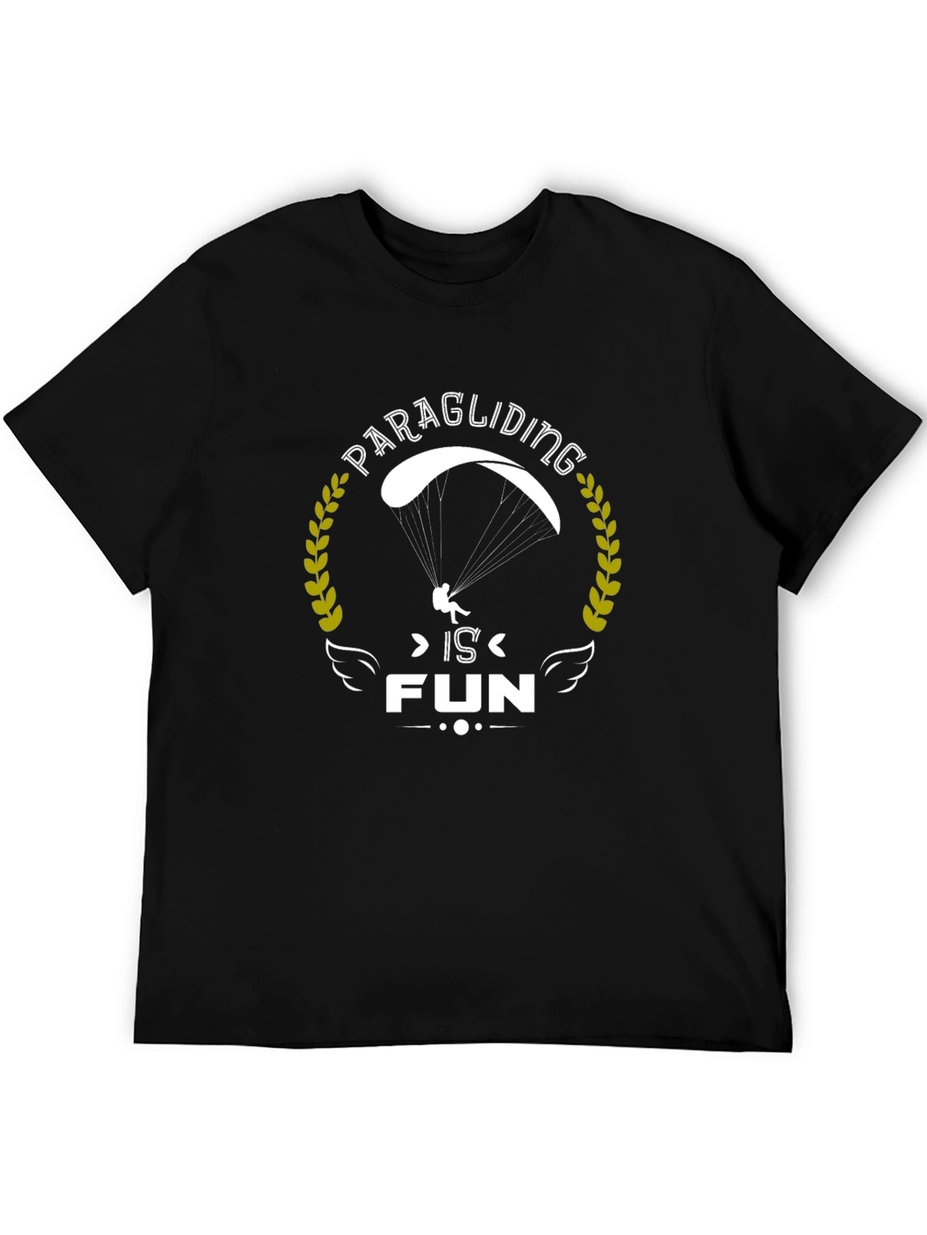Black Paragliding is Fun Graphic Tee - Black Cotton T-Shirt view 5