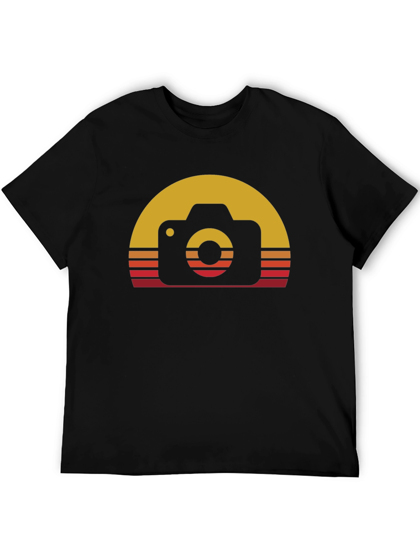 Black Retro Camera Sunset Graphic Tee - Black Cotton Blend view 5