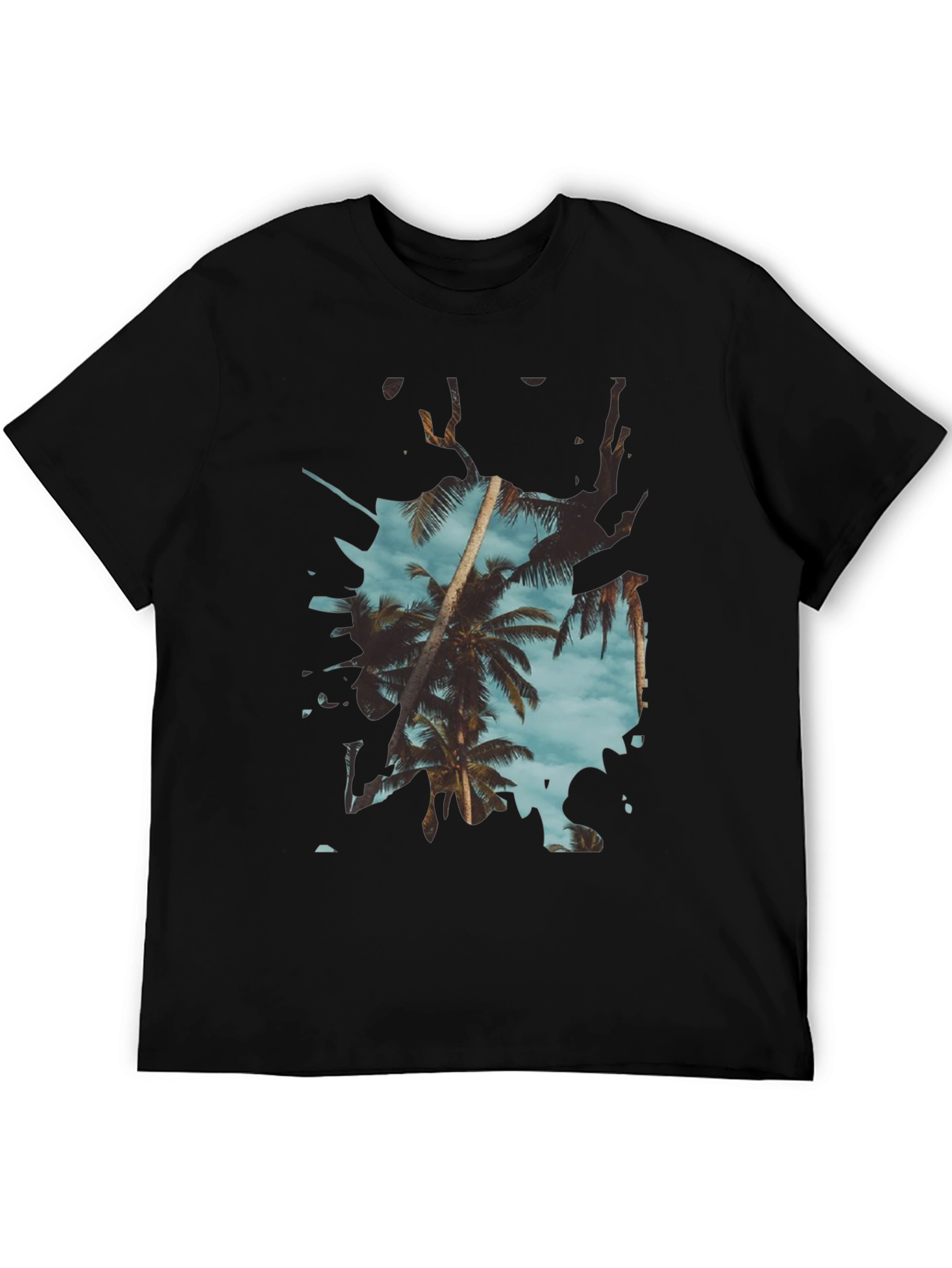 Black Tropical Palm Tree Graphic Tee - Summer Vibes view 5