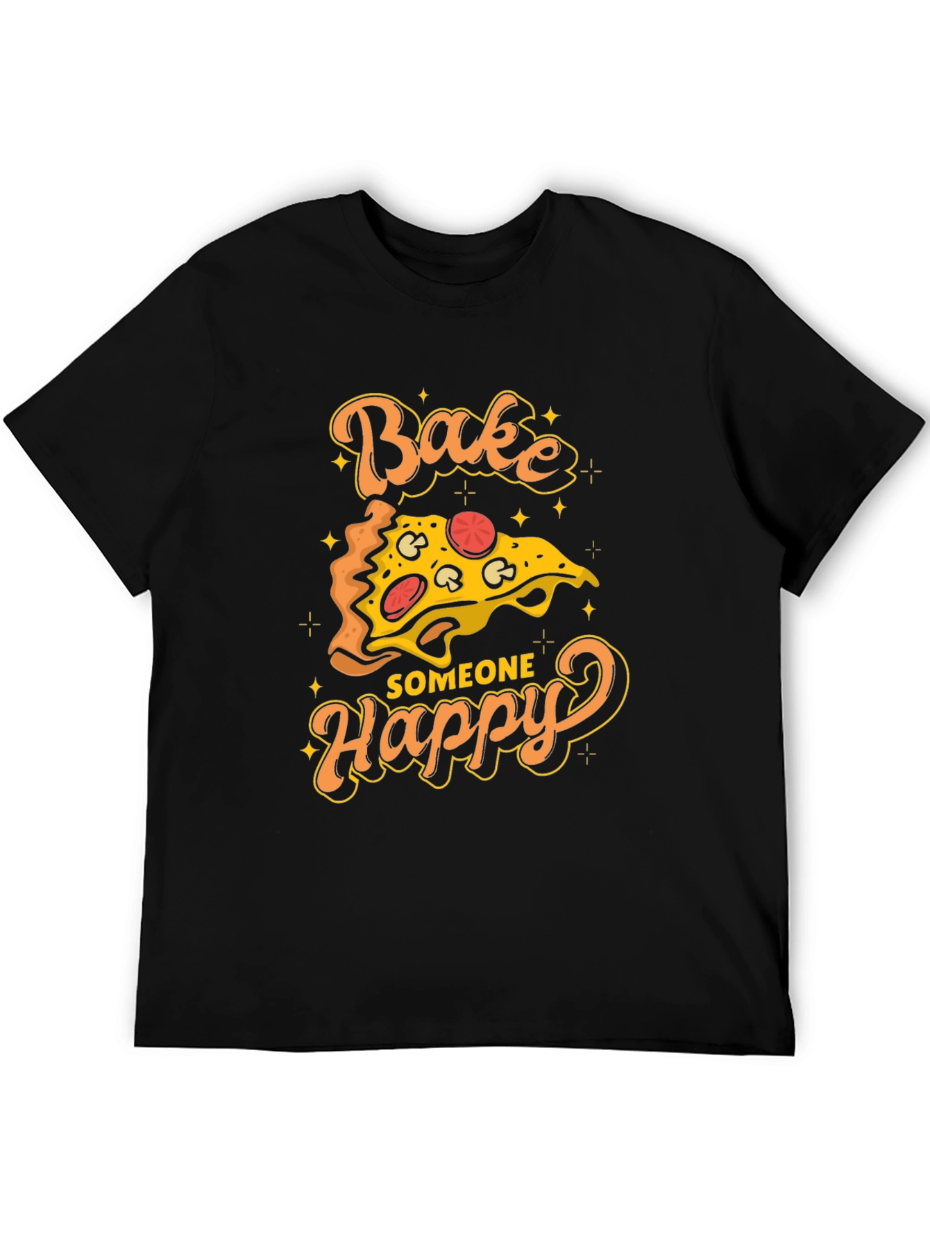 Black Bake Someone Happy Pizza Graphic T-Shirt view 5
