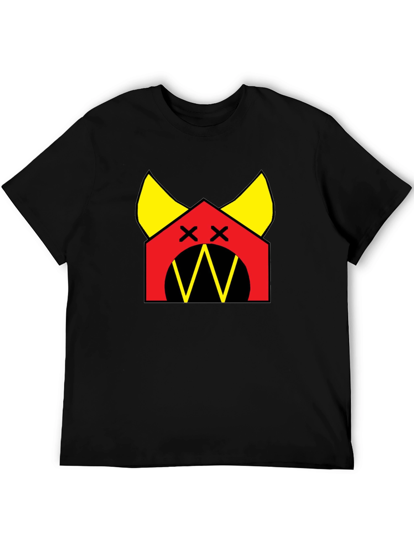 Black Graphic Tee: Red House with Yellow Accents Black T-Shirt view 5