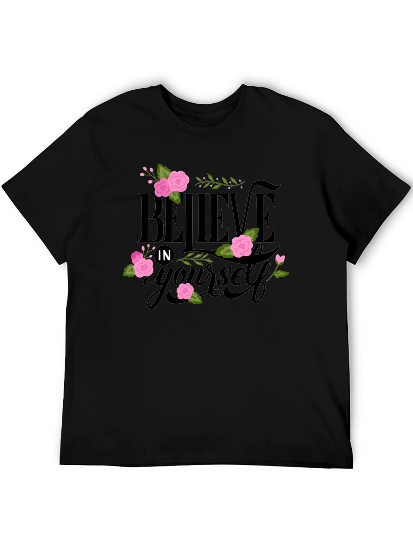 Black Believe in Yourself Floral Tee view 5