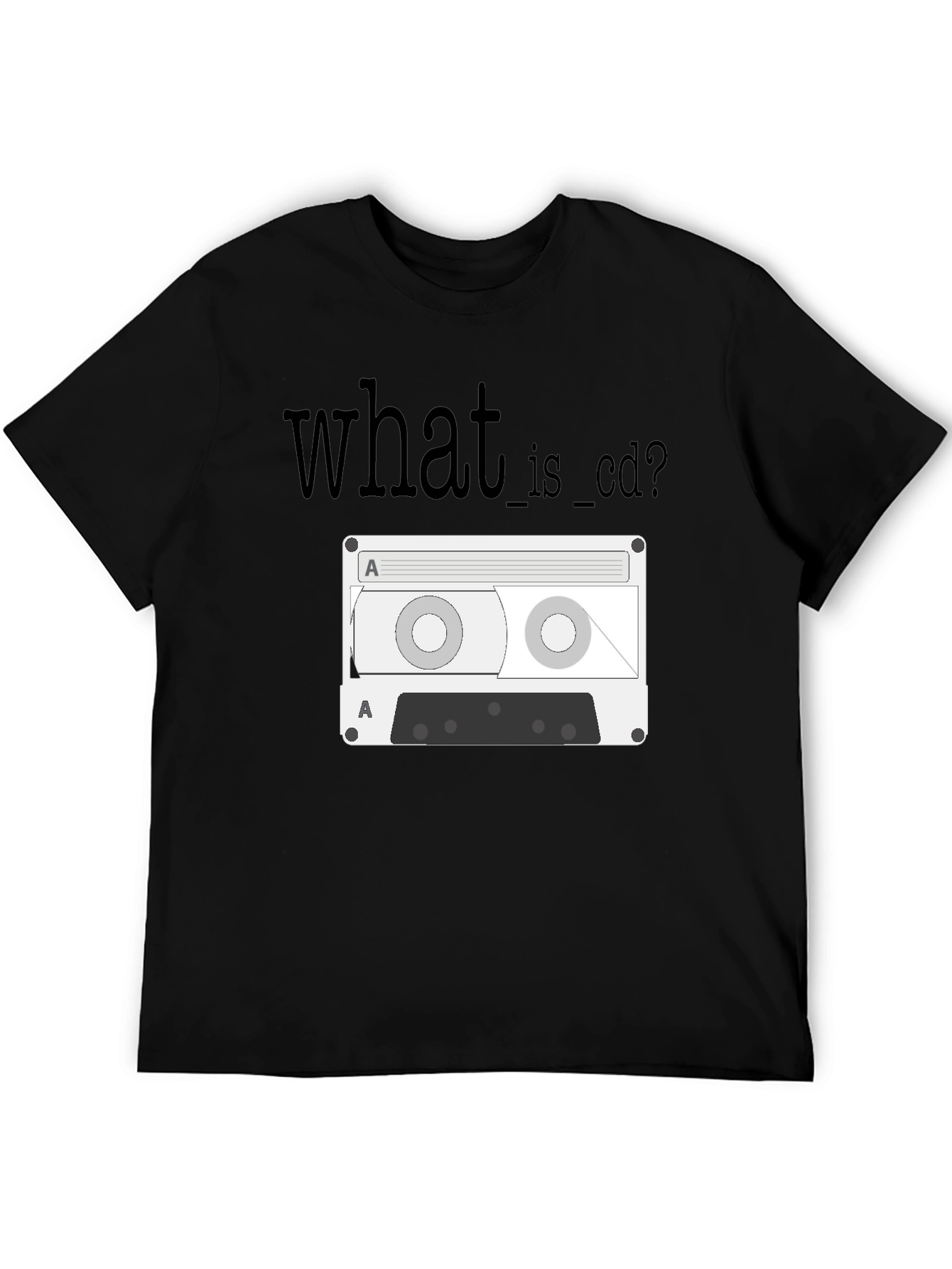 Black Retro Cassette Tape T-Shirt - What is CD? view 5