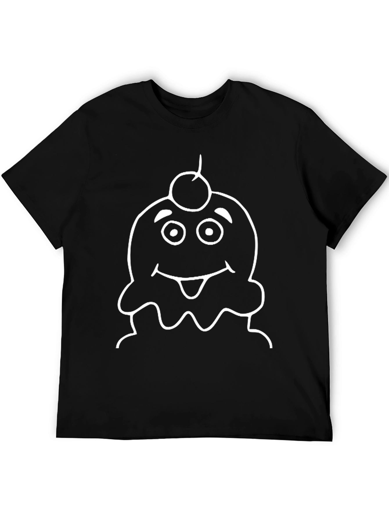 Black Cartoon Ice Cream Graphic T-Shirt - Black view 5