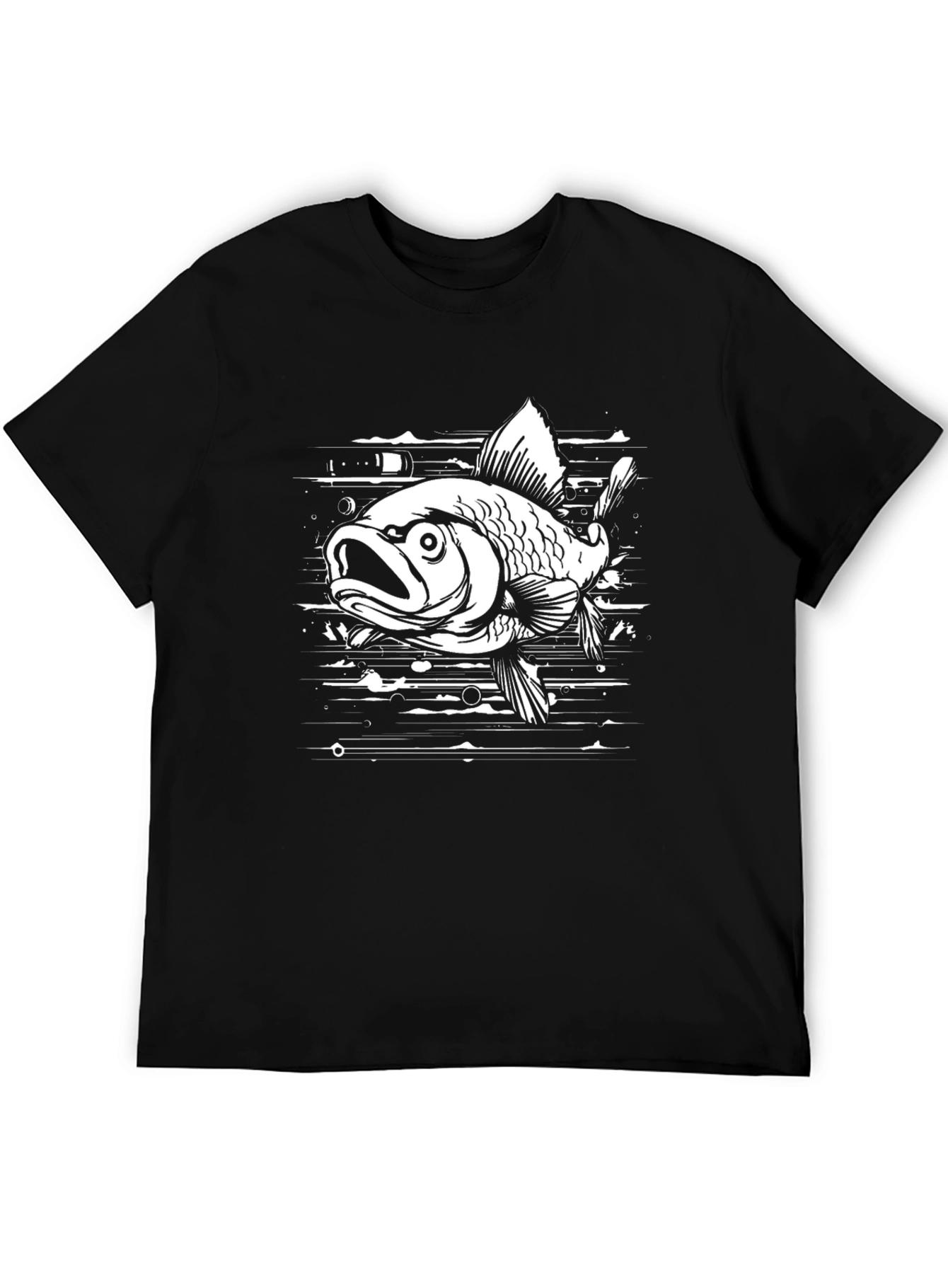 Black Fish Graphic Print Black T-Shirt view 5