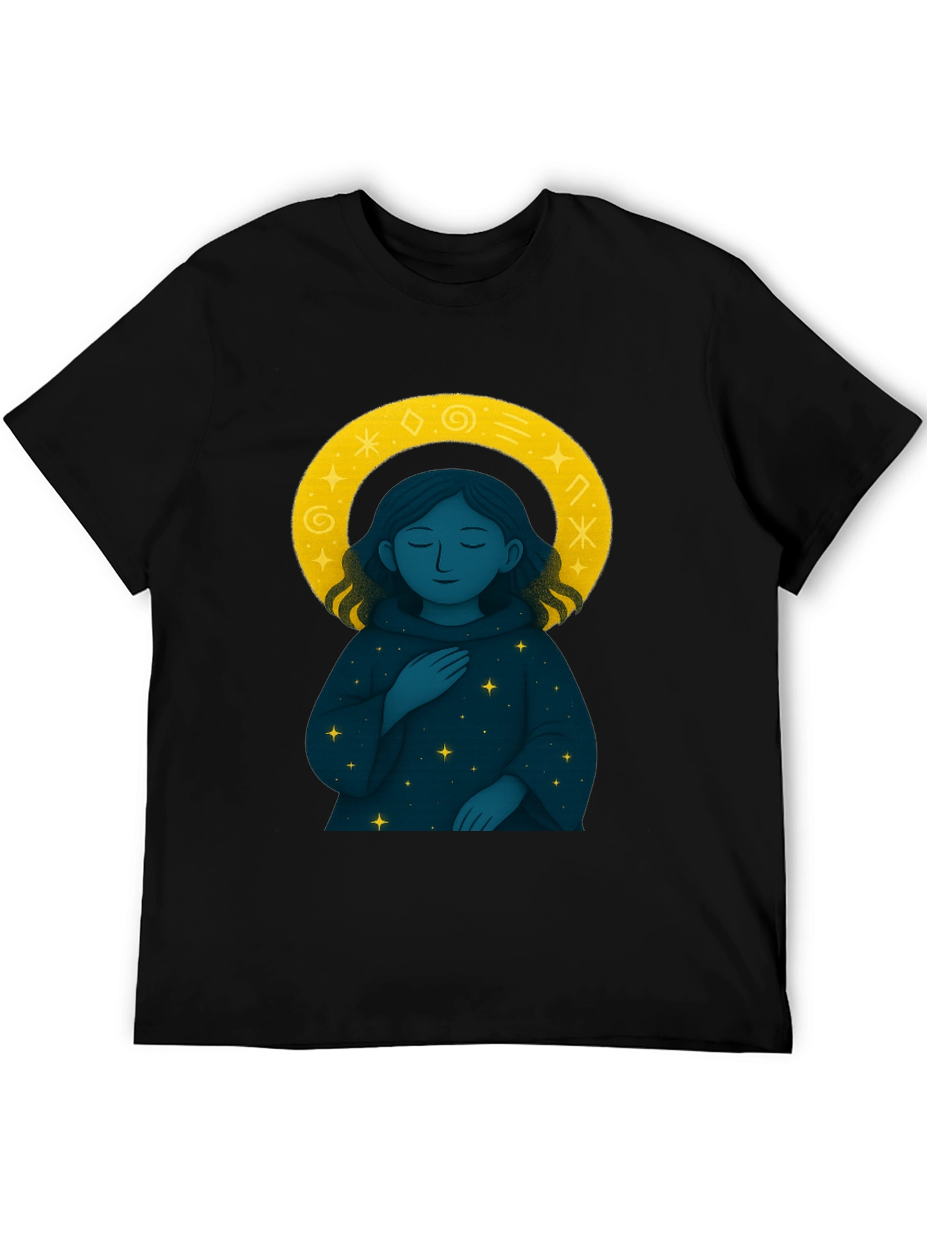 Black Celestial Starry Night Graphic Tee - Unisex Black T-Shirt view 5