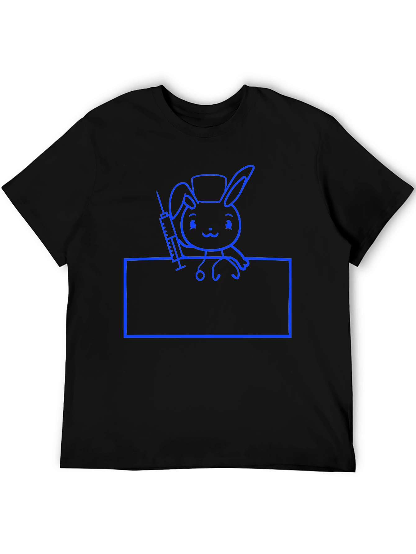 Black Nurse Bunny T-Shirt - Cute Cartoon Animal Tee view 5