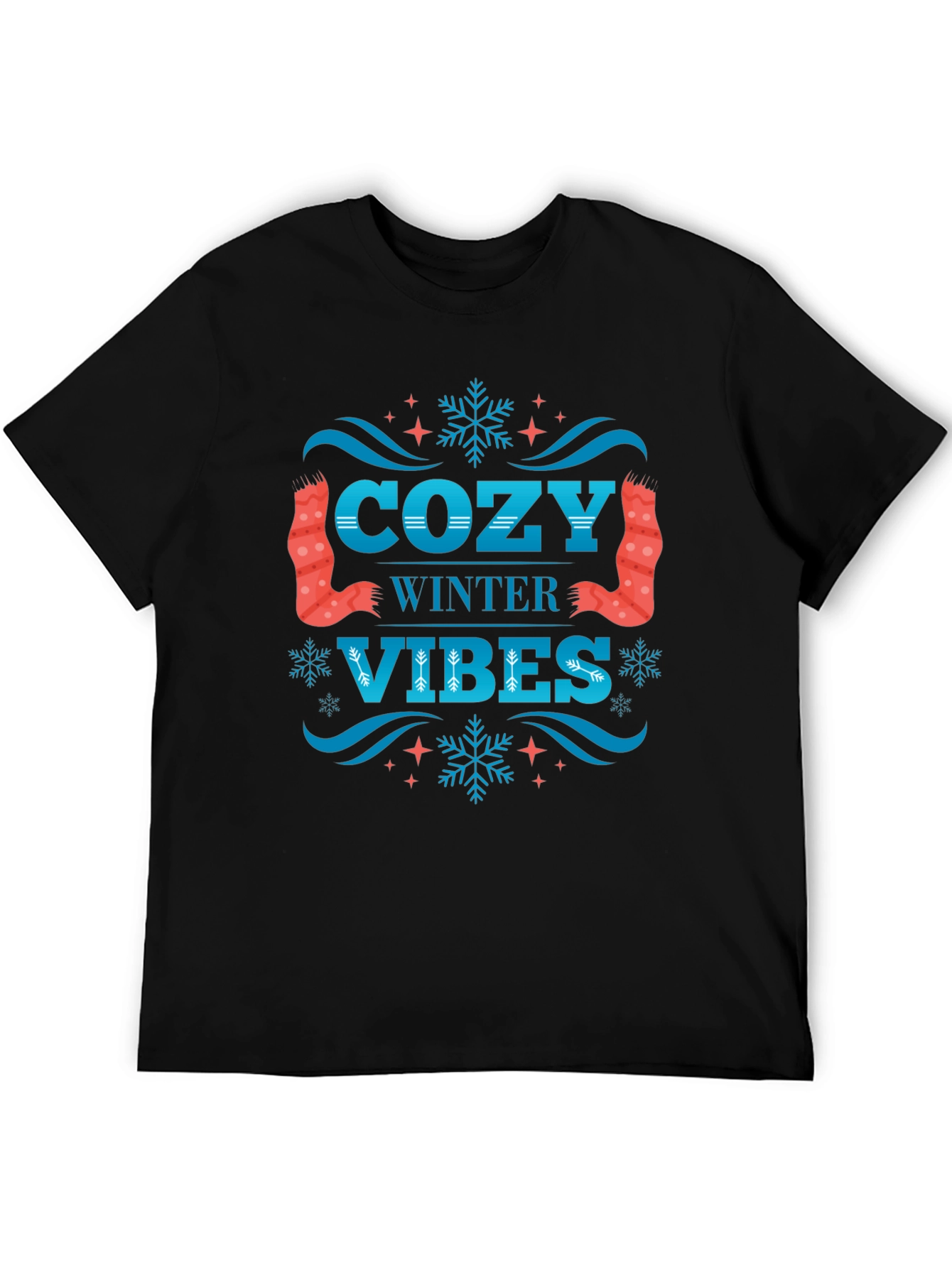 Black Cozy Winter Vibes Graphic T-Shirt view 5