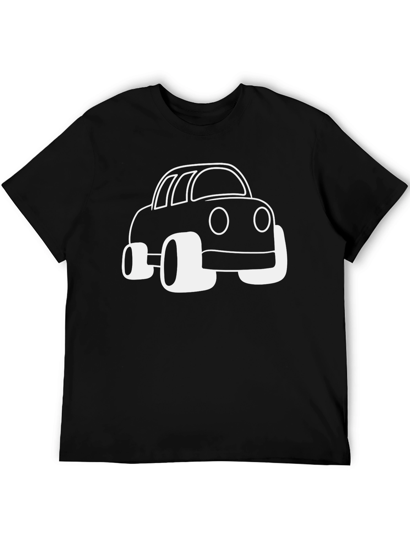 Black Cartoon Car Graphic Tee - Black Unisex Shirt view 5
