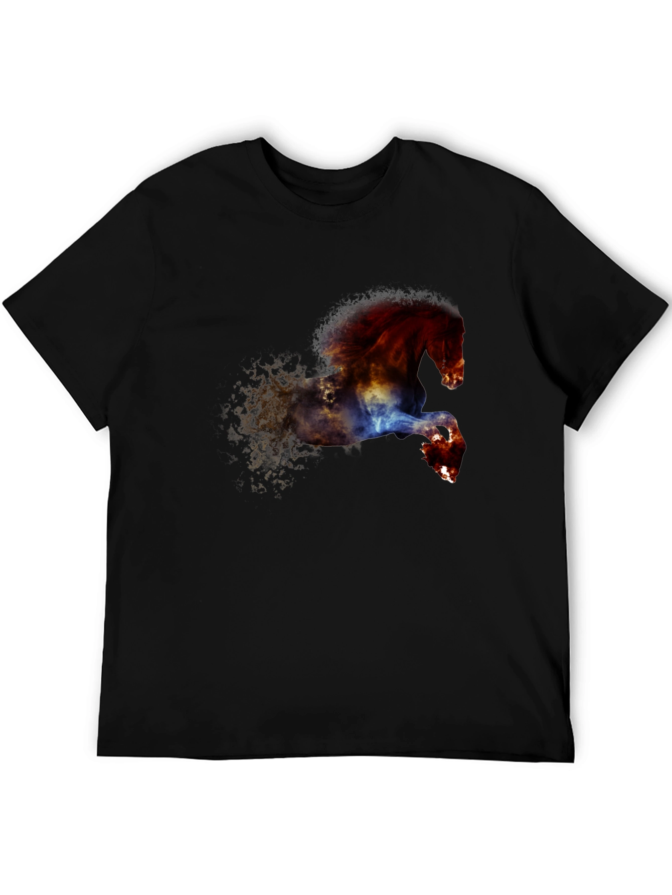 Black Fiery Horse Graphic Tee - Black Cotton Blend view 5
