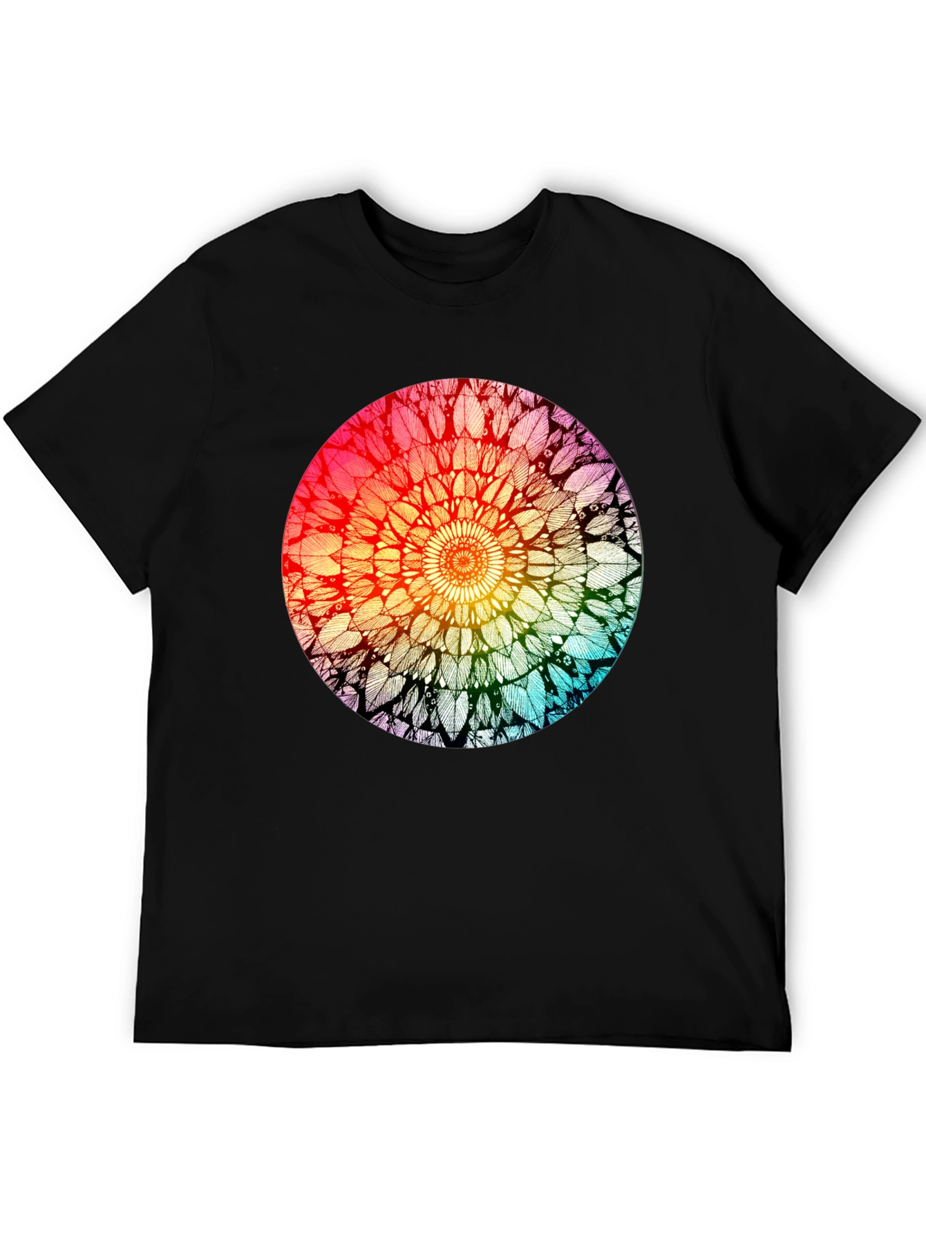Black Rainbow Mandala Graphic T-Shirt - Unisex view 5