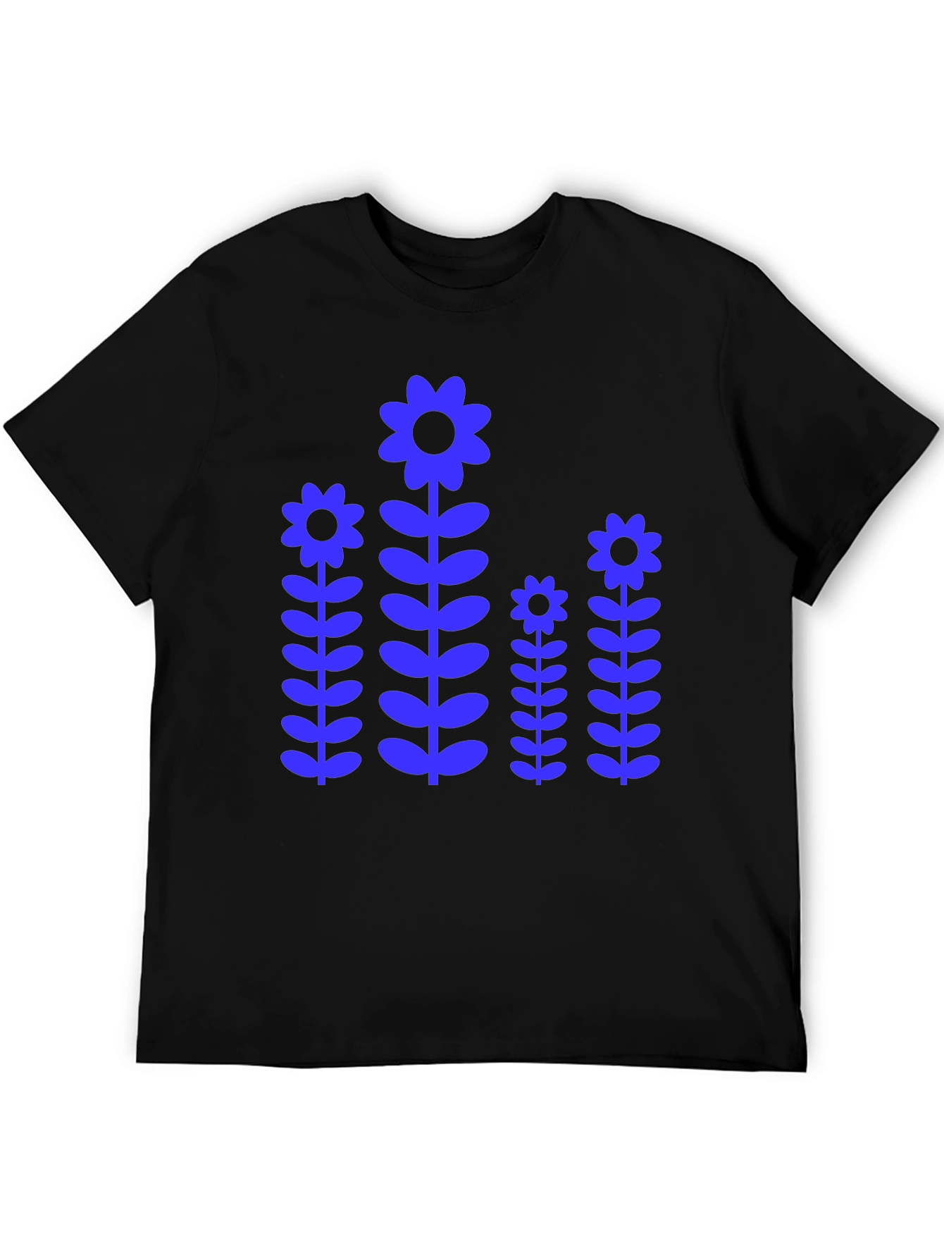 Black Blue Flower Power Graphic T-Shirt view 5