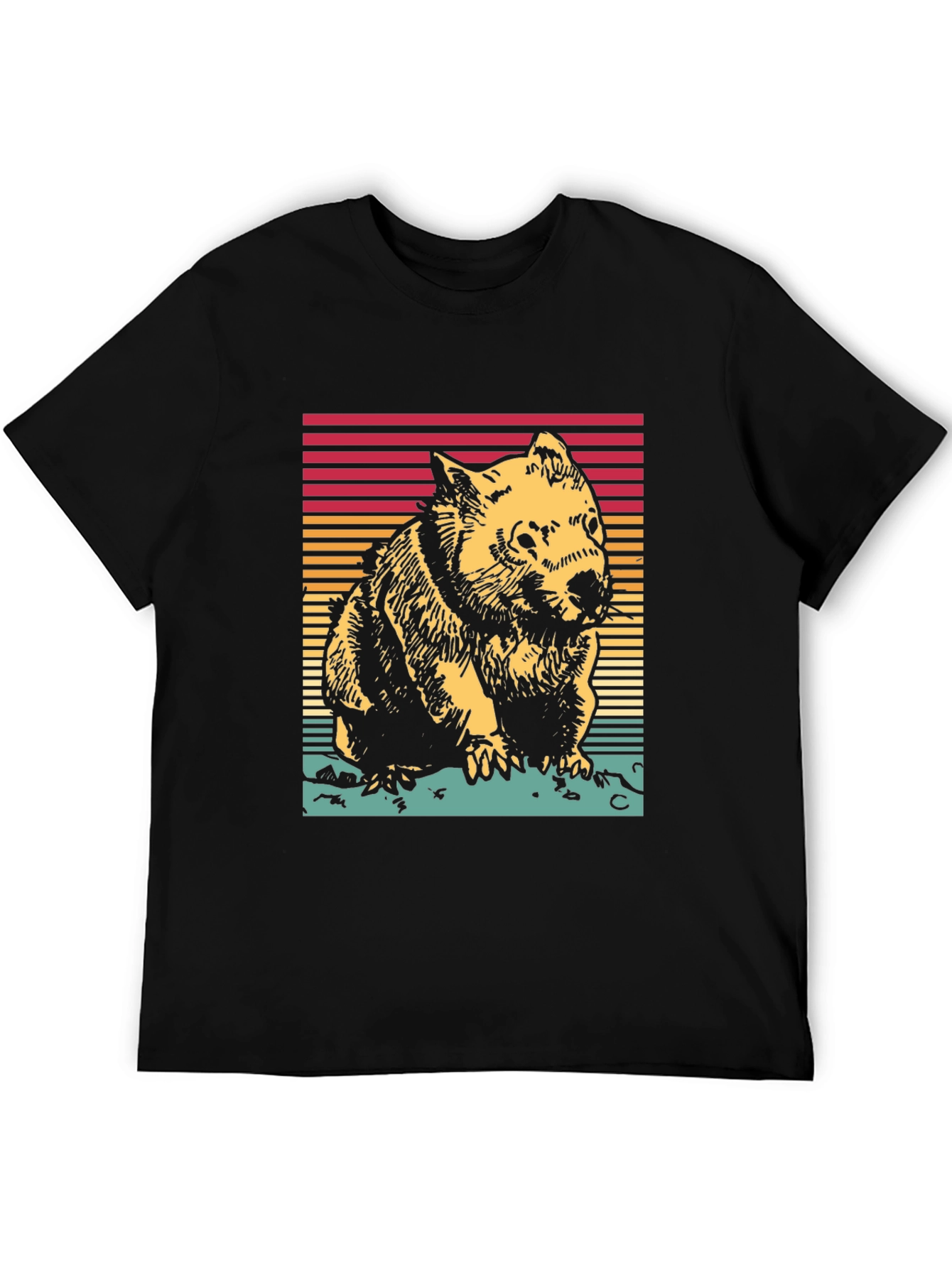 Black Retro Wombat T-Shirt - Classic Graphic Tee view 5