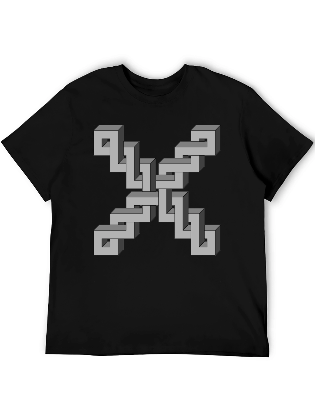 Black Optical Illusion Geometric T-Shirt view 5