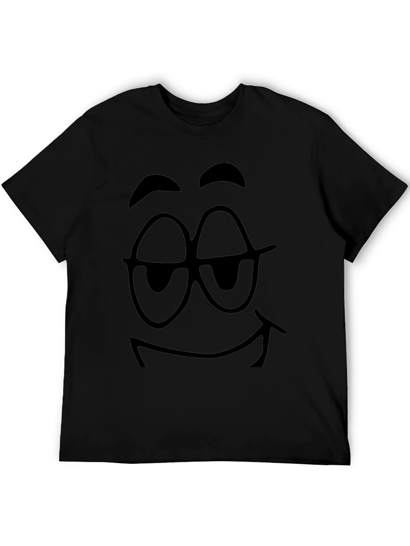 Black Funny Smirking Face Black T-Shirt view 5