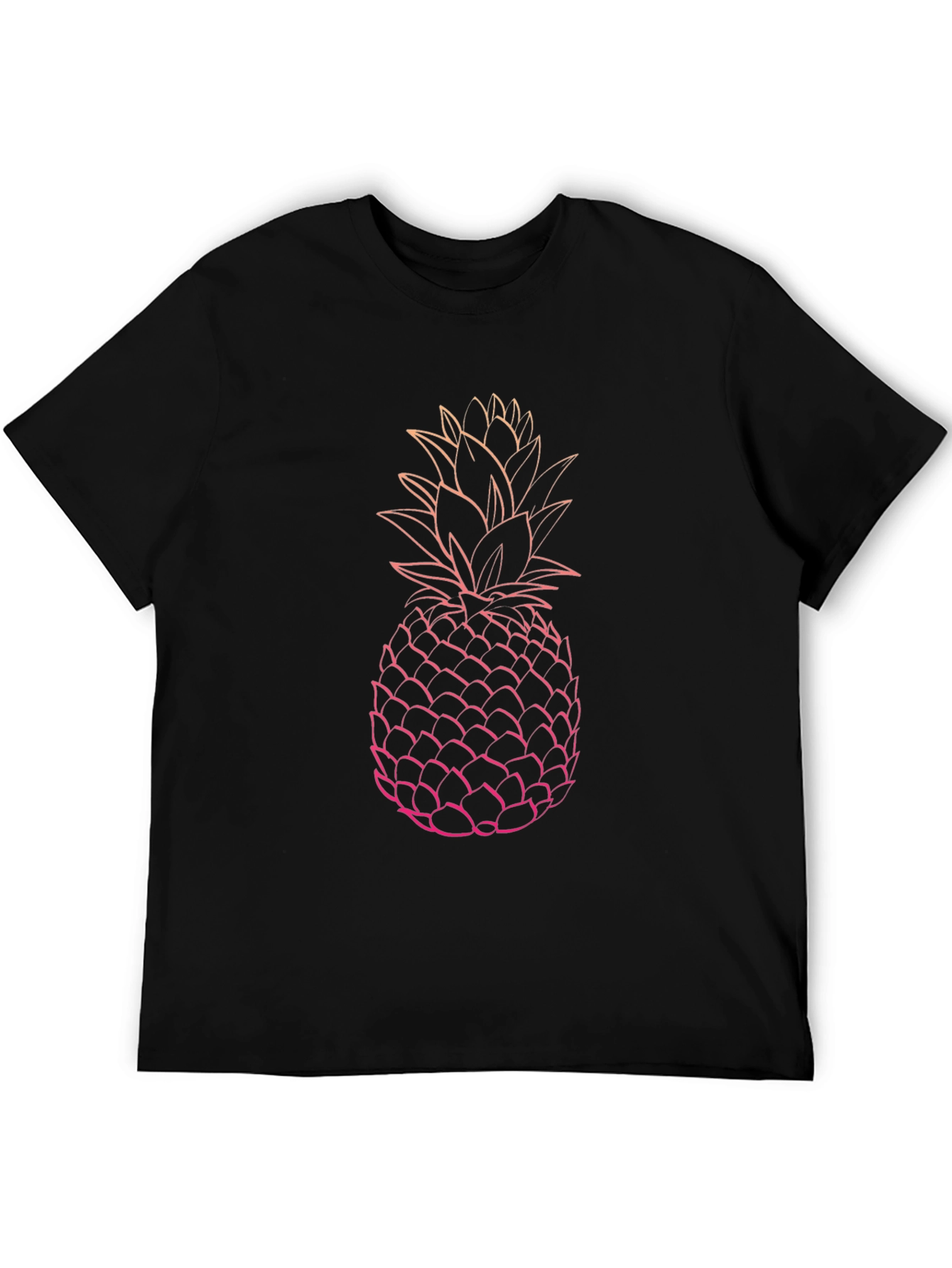 Black Pineapple Graphic Tee - Black Cotton T-Shirt view 5