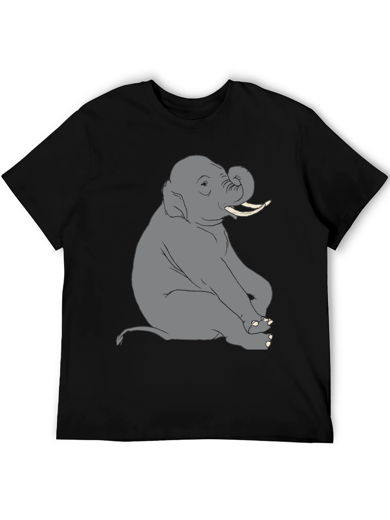 Black Elephant Graphic T-Shirt - Black Crew Neck Tee view 5