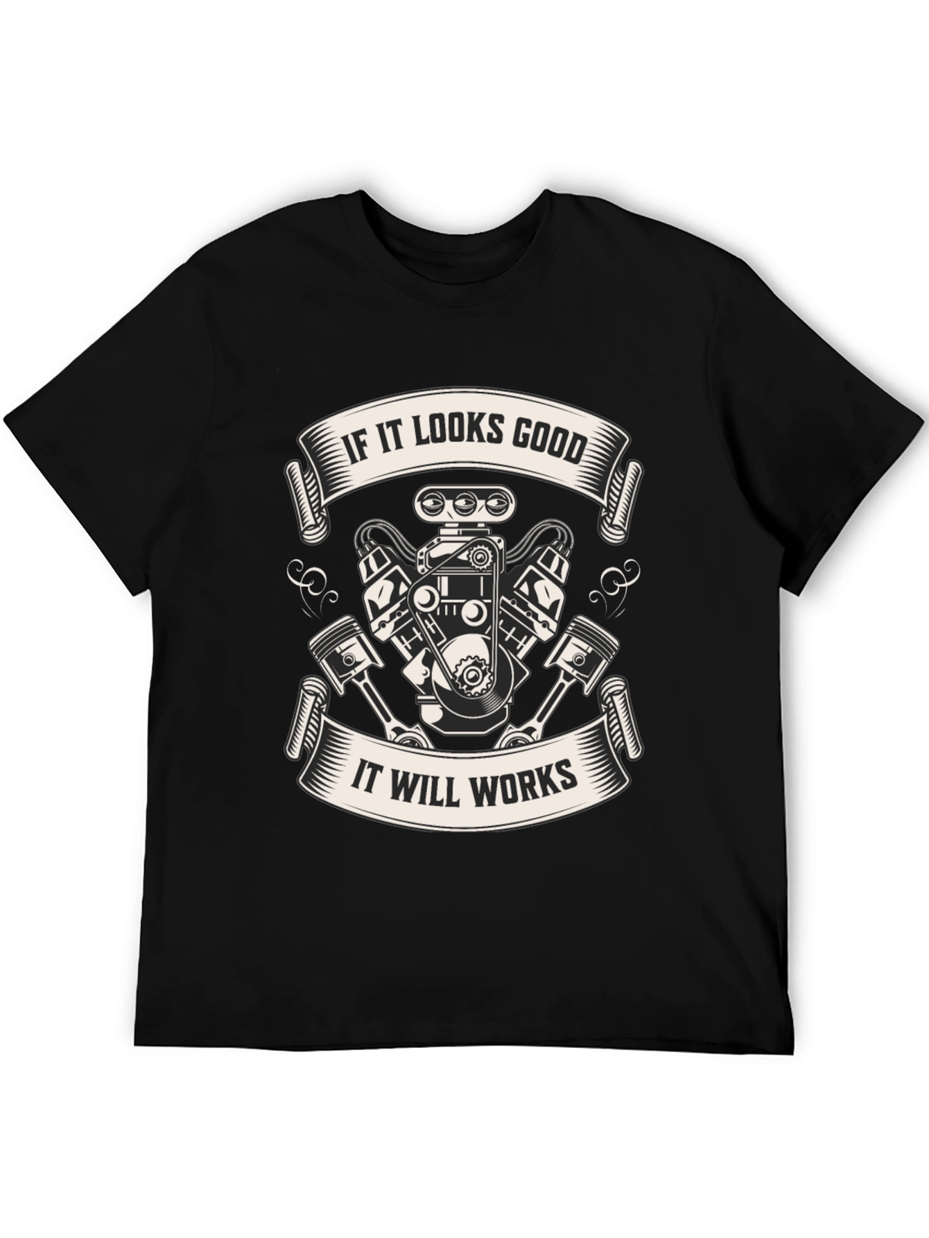 Black If It Looks Good Engine T-Shirt view 5