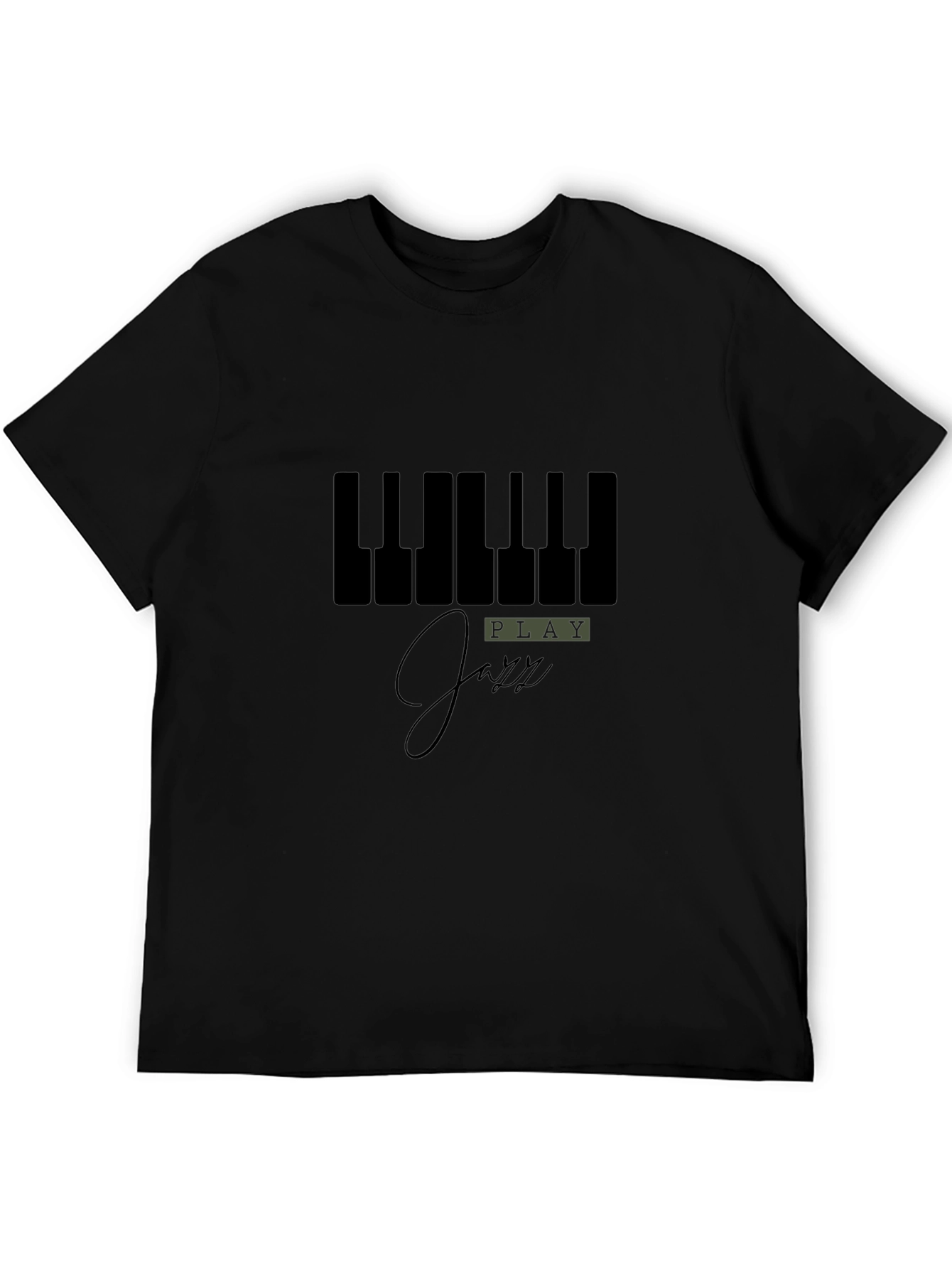 Black Play Jazz Piano Keys Graphic Black T-Shirt view 5