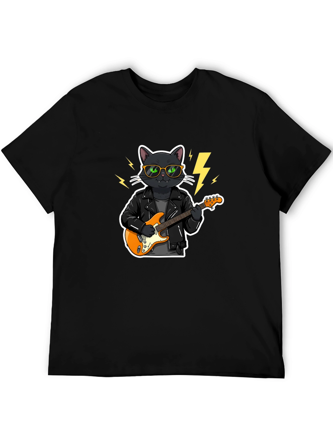 Black Cool Cat Rocker T-Shirt - Black view 5