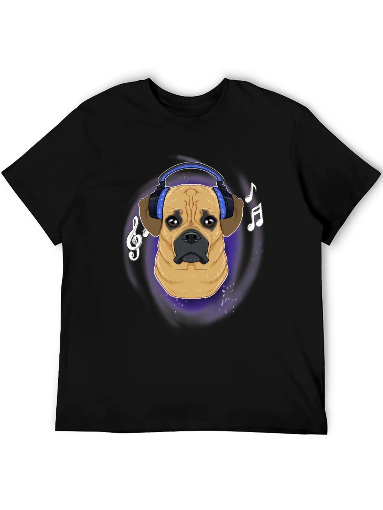 Black Dog DJ T-Shirt - Musical Puggle Design view 5