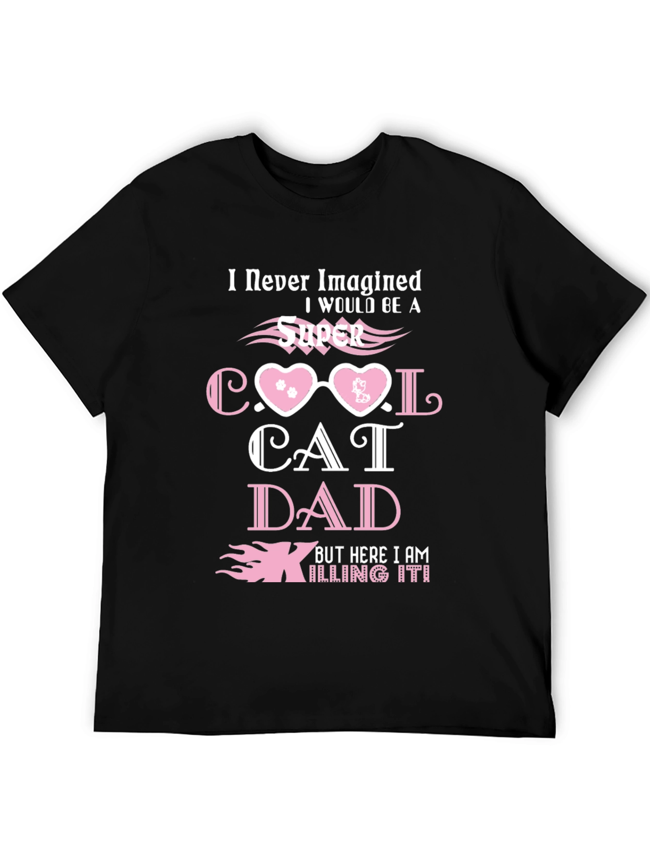 Black Super Cool Cat Dad T-Shirt view 5