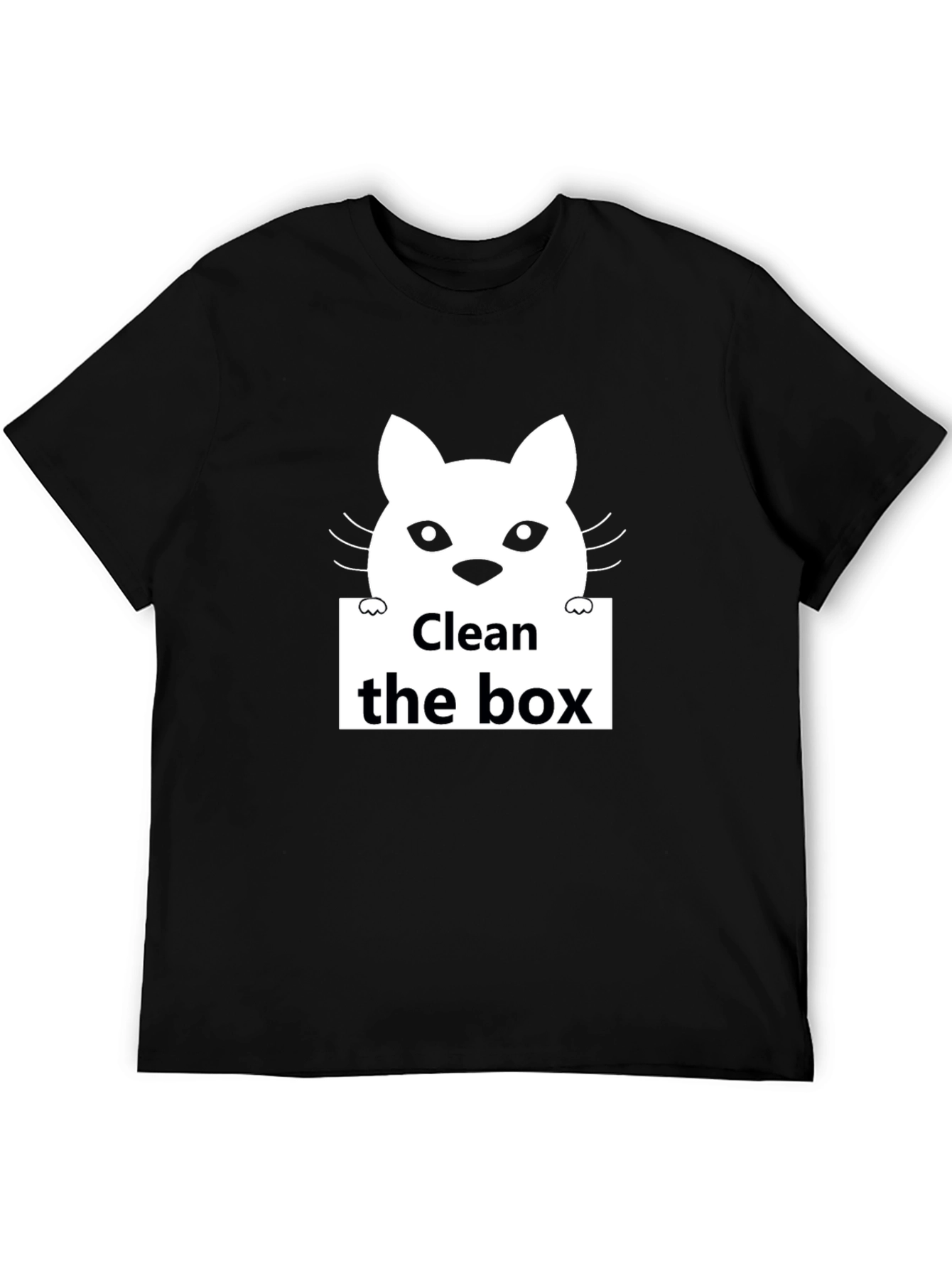 Black Clean the Box Cat Graphic Black T-Shirt view 5