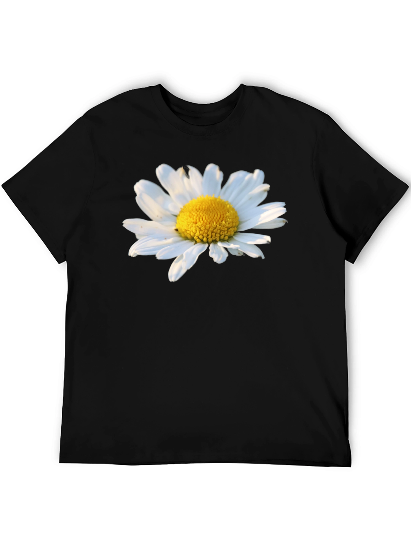 Black Daisy Flower Graphic Tee - Black Cotton T-Shirt view 5