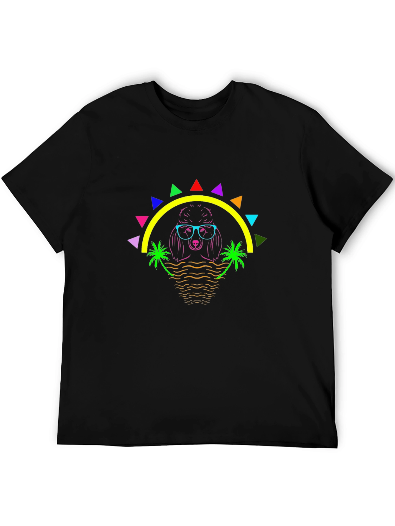 Black Neon Poodle Graphic Tee - Retro Summer Vibes view 5