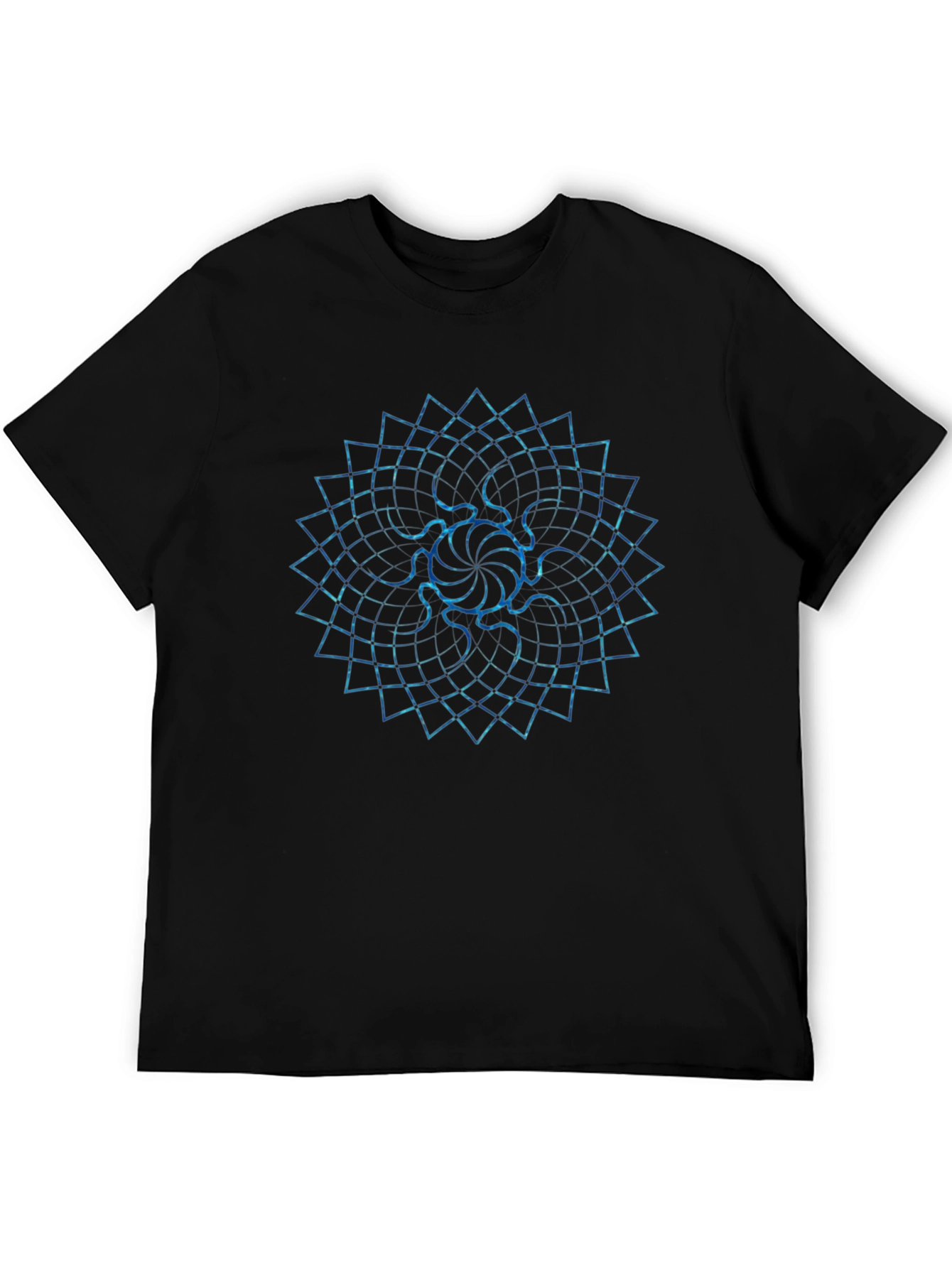 Black Geometric Mandala Print Black T-Shirt view 5