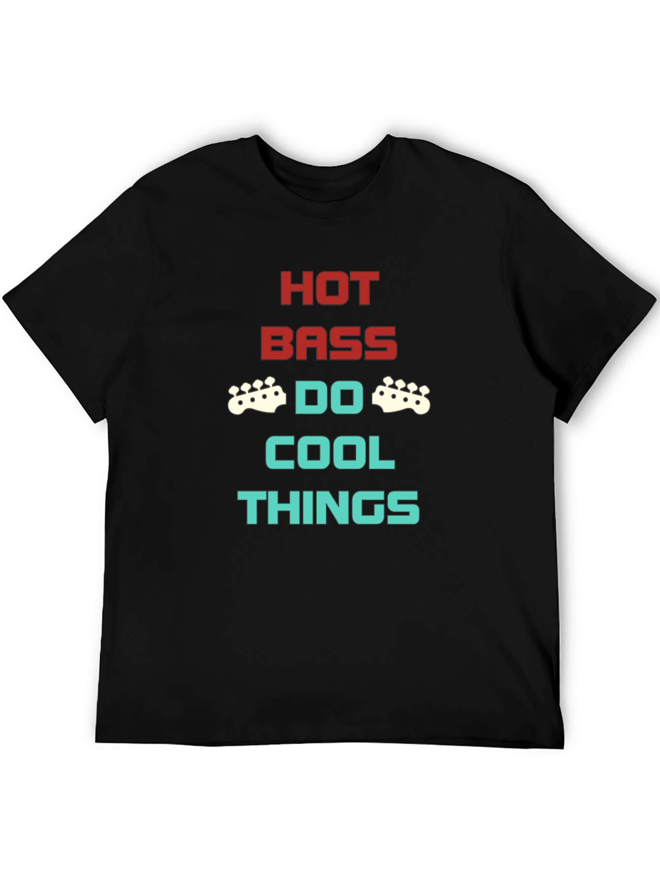 Black Hot Bass Cool Things Graphic Tee - Black Crew Neck T-Shirt view 5