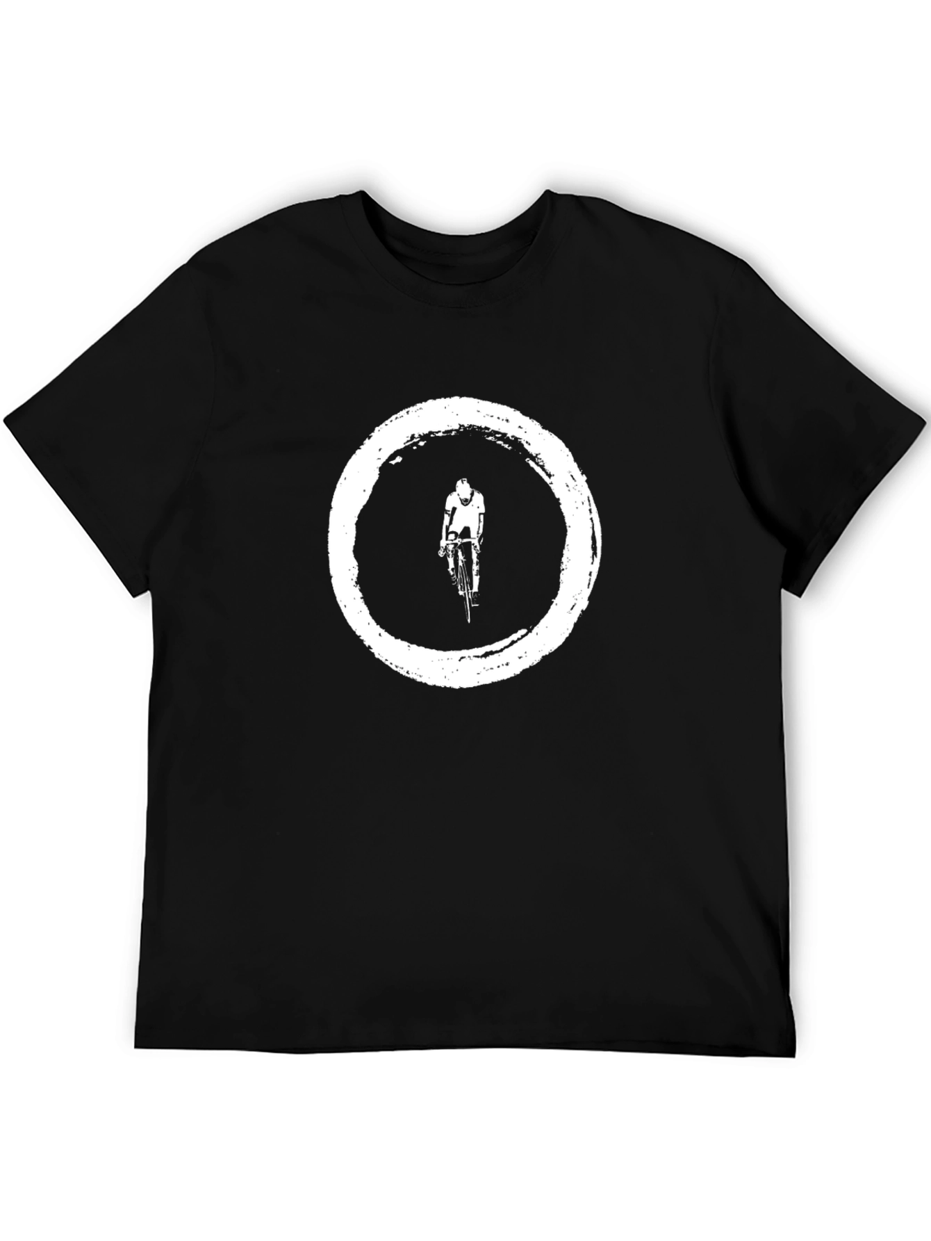 Black Zen Cyclist T-Shirt: Distressed Circle Bike Graphic Tee view 5
