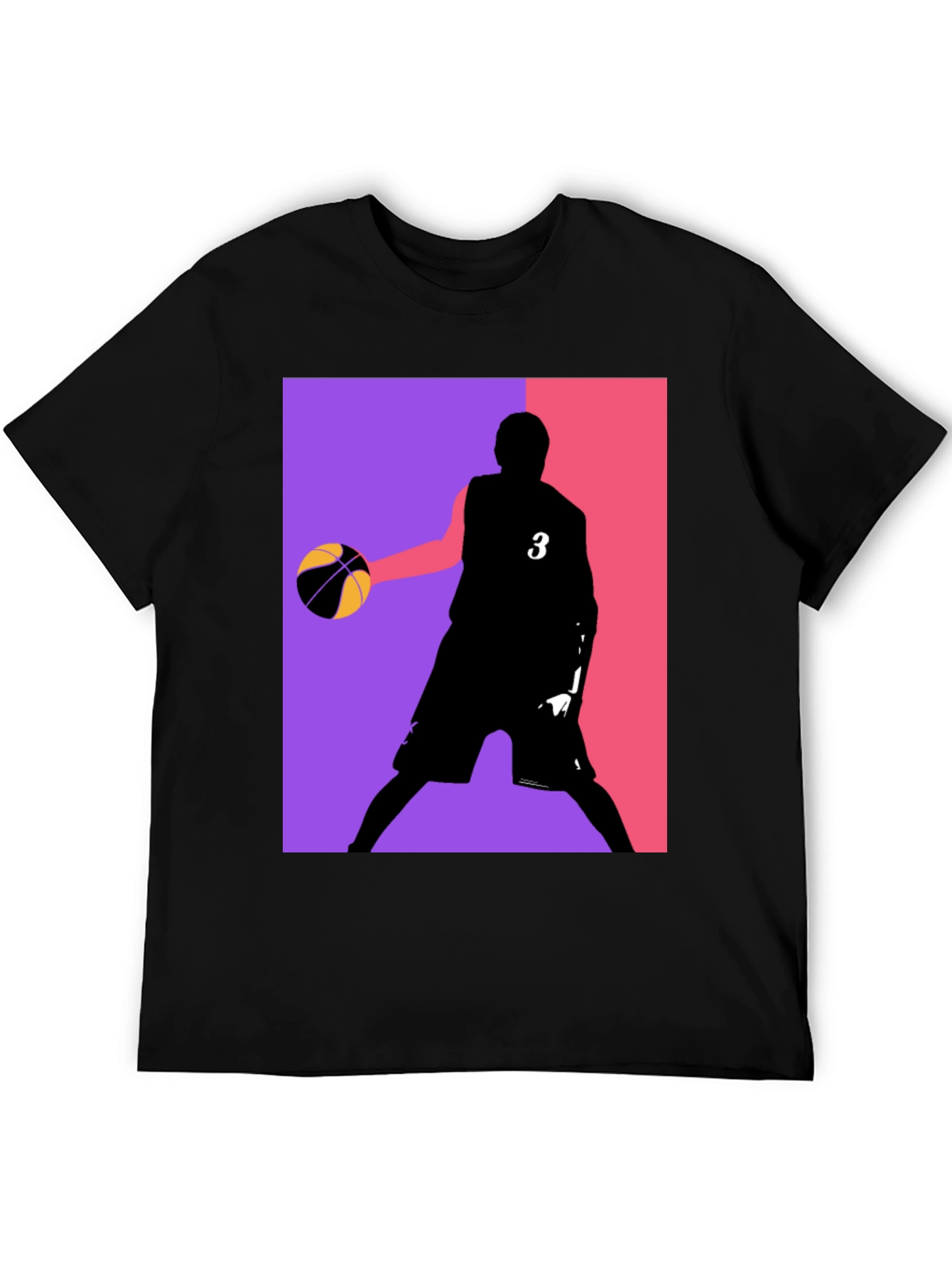 Black Basketball Player Graphic Tee - Black Cotton Blend view 5