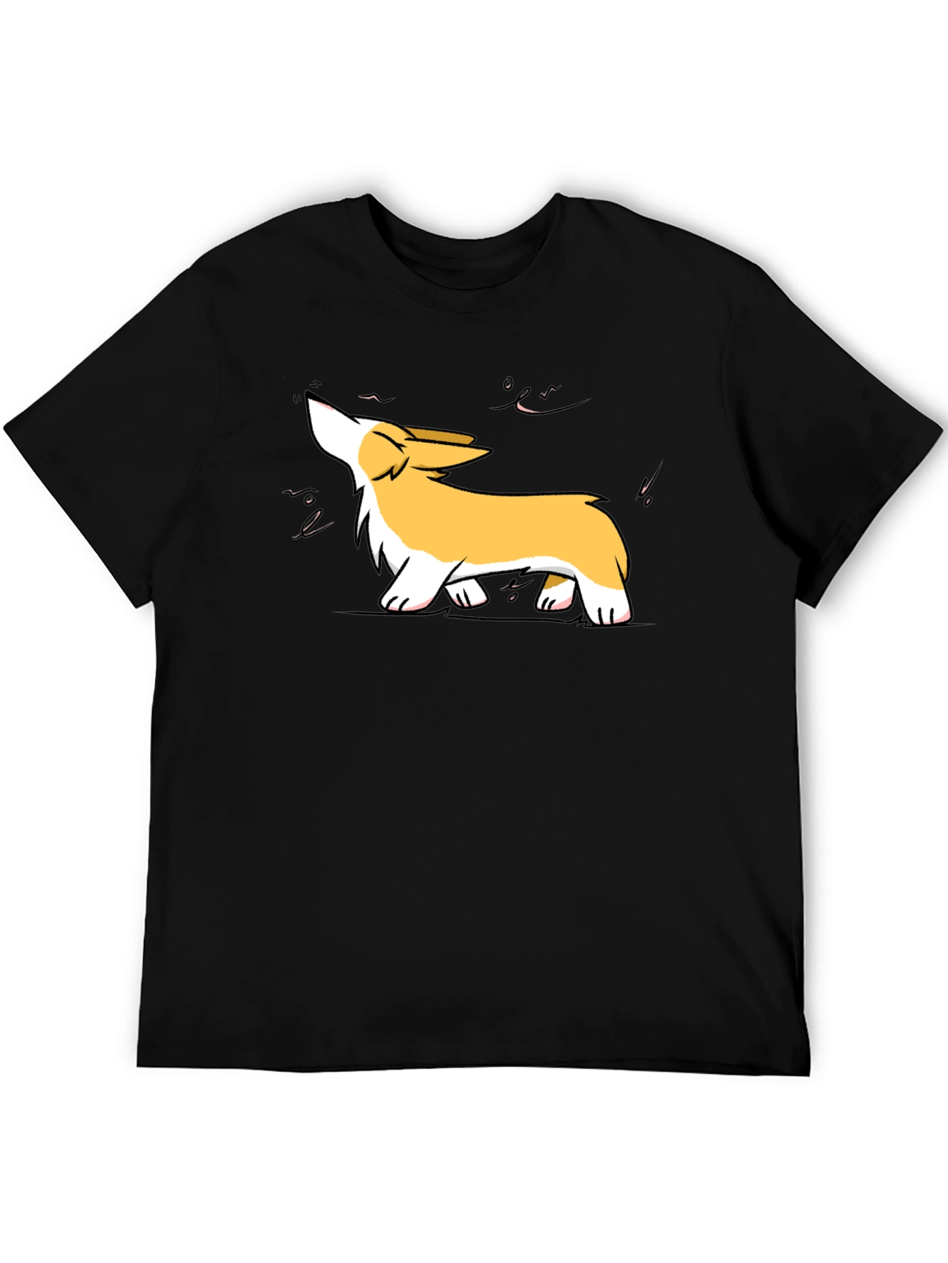 Black Corgi Howl Graphic Tee - Black Cotton Blend view 5