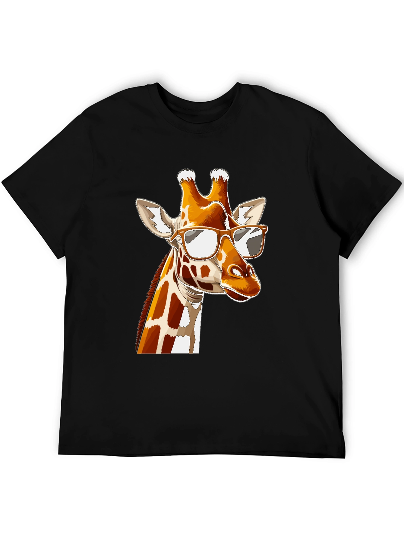 Black Cool Giraffe Graphic Tee - Black Cotton T-Shirt view 5