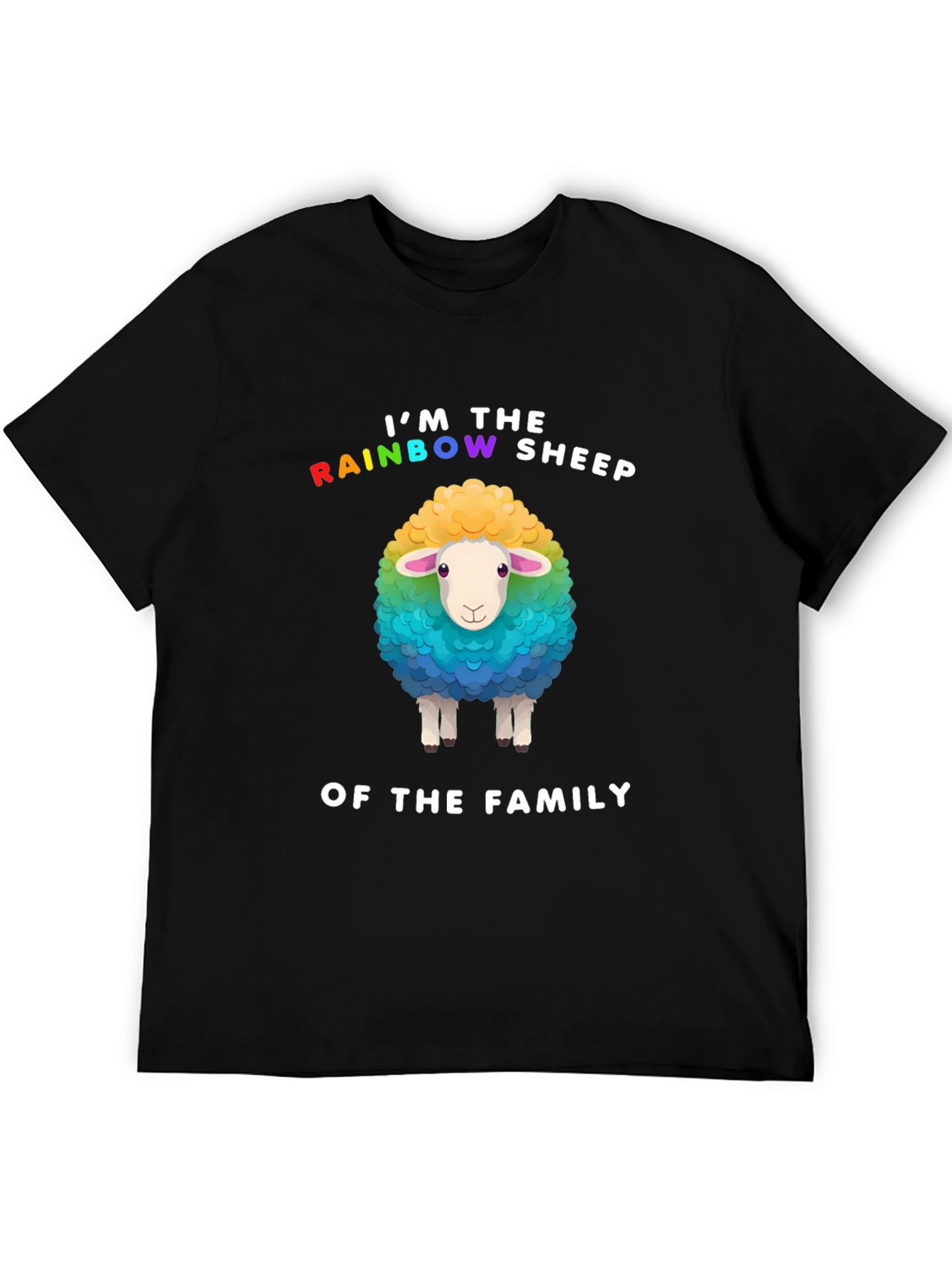 Black Rainbow Sheep Family Pride T-Shirt view 5