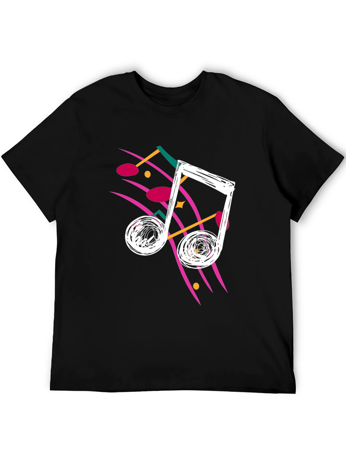 Black Retro 80s Music Note Graphic T-Shirt view 5