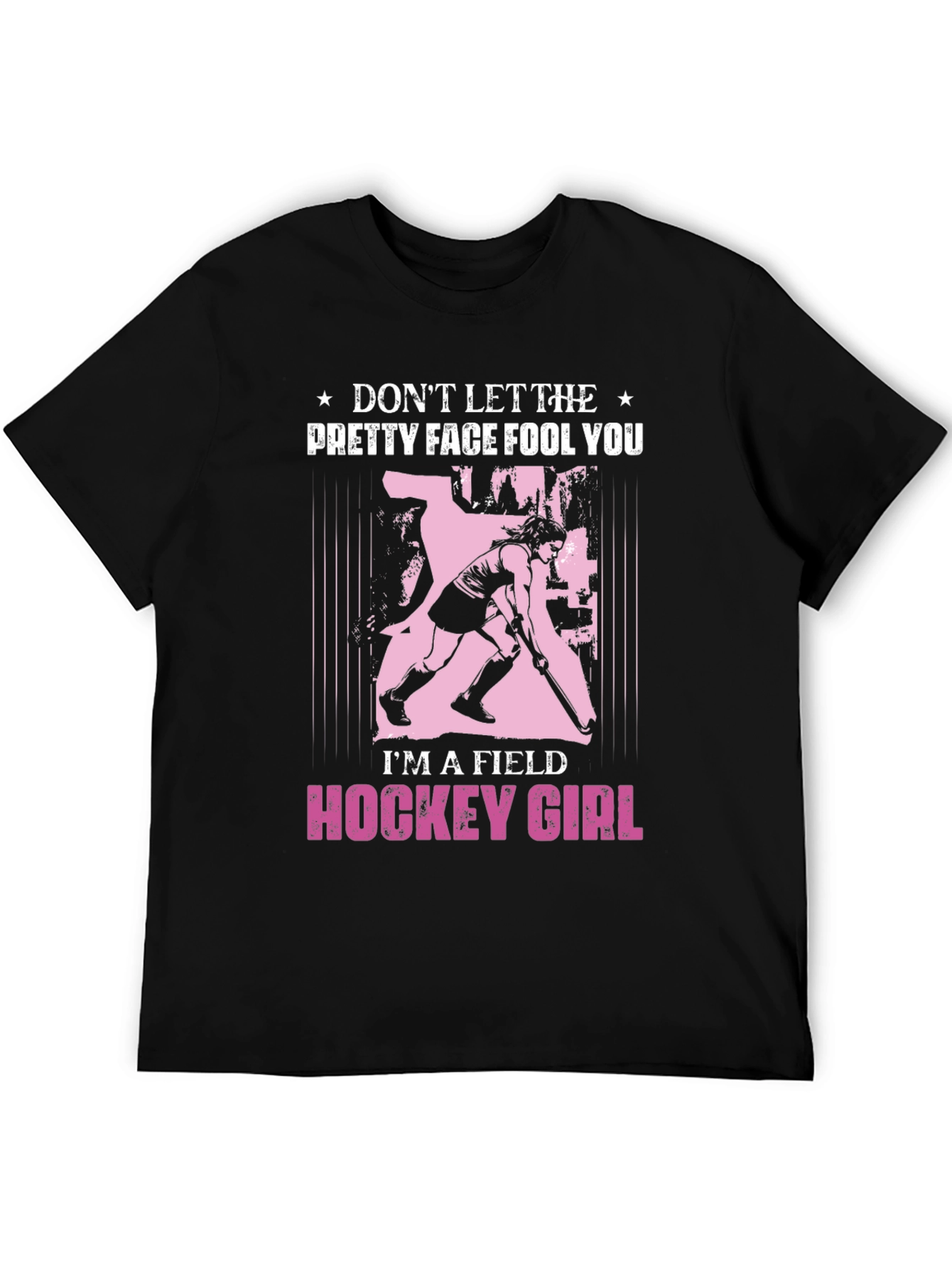 Black Field Hockey Girl T-Shirt - Don't Let The Pretty Face Fool You view 5