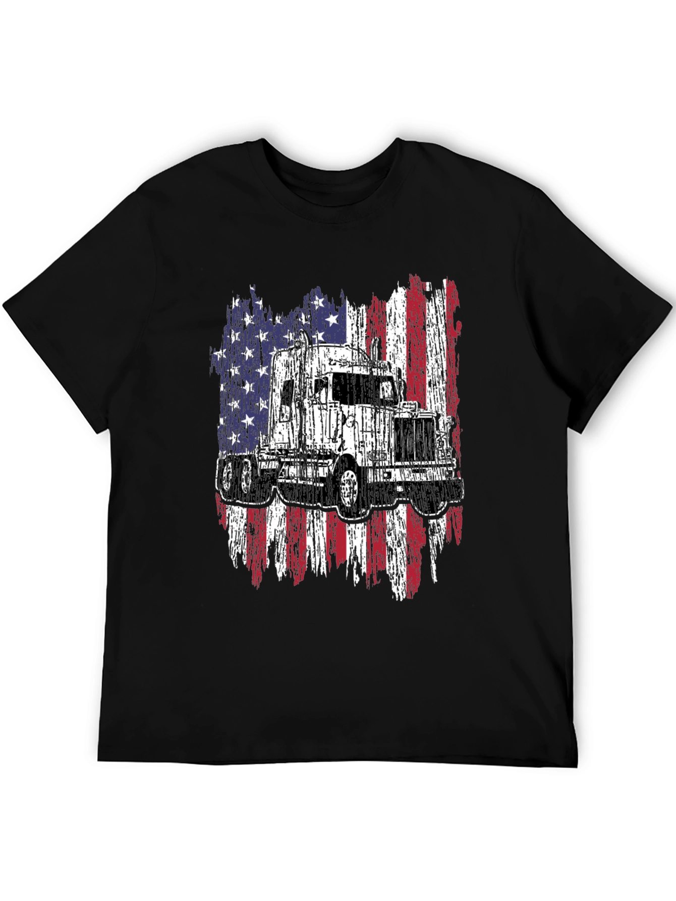 Black Trucker USA Flag Graphic T-Shirt view 5